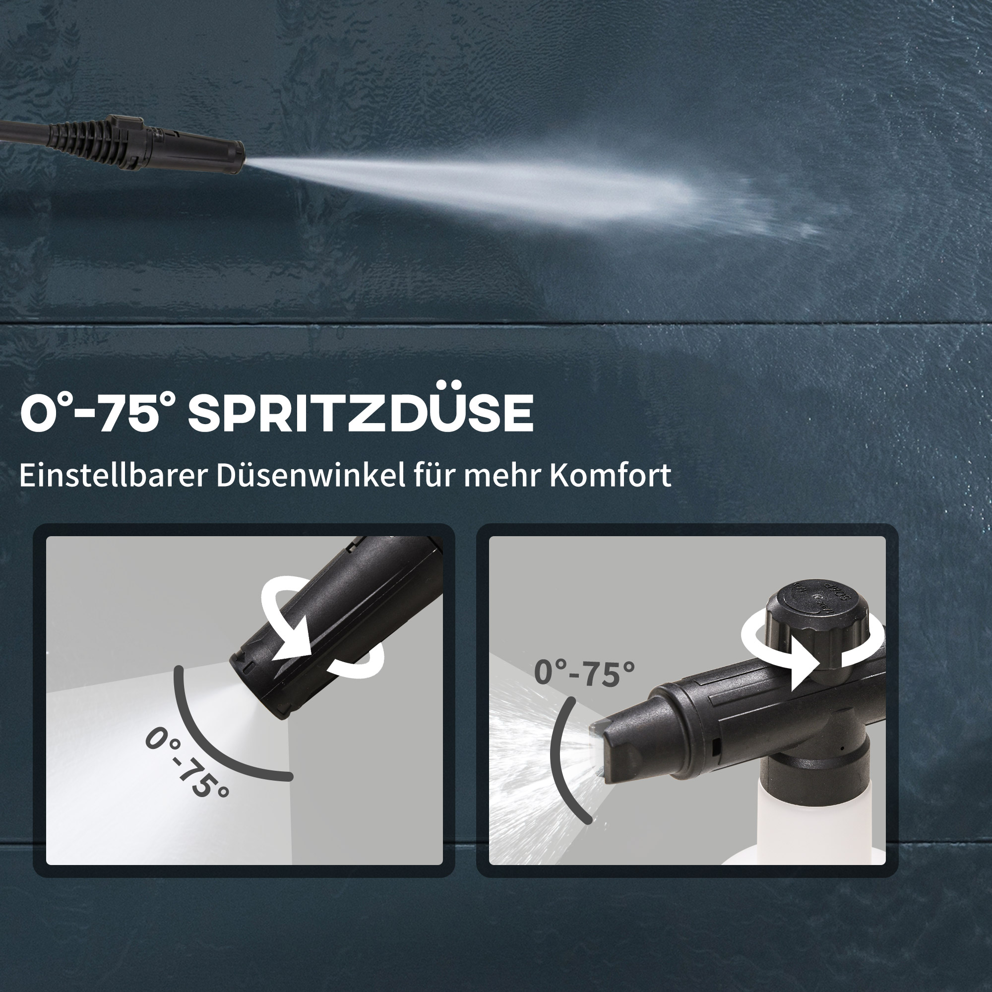 Hochdruckreiniger 5-tlg. Zubehör, verstellbare Spritzdüse, 150 bar Druck, 1800 W, max. 510 l/h
