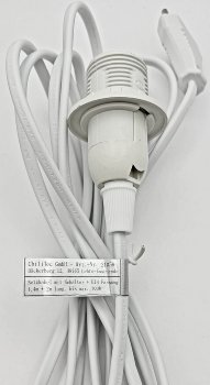 Netzkabel mit Schalter und E14 Fassung / 1,4m + 2m lang, weiß