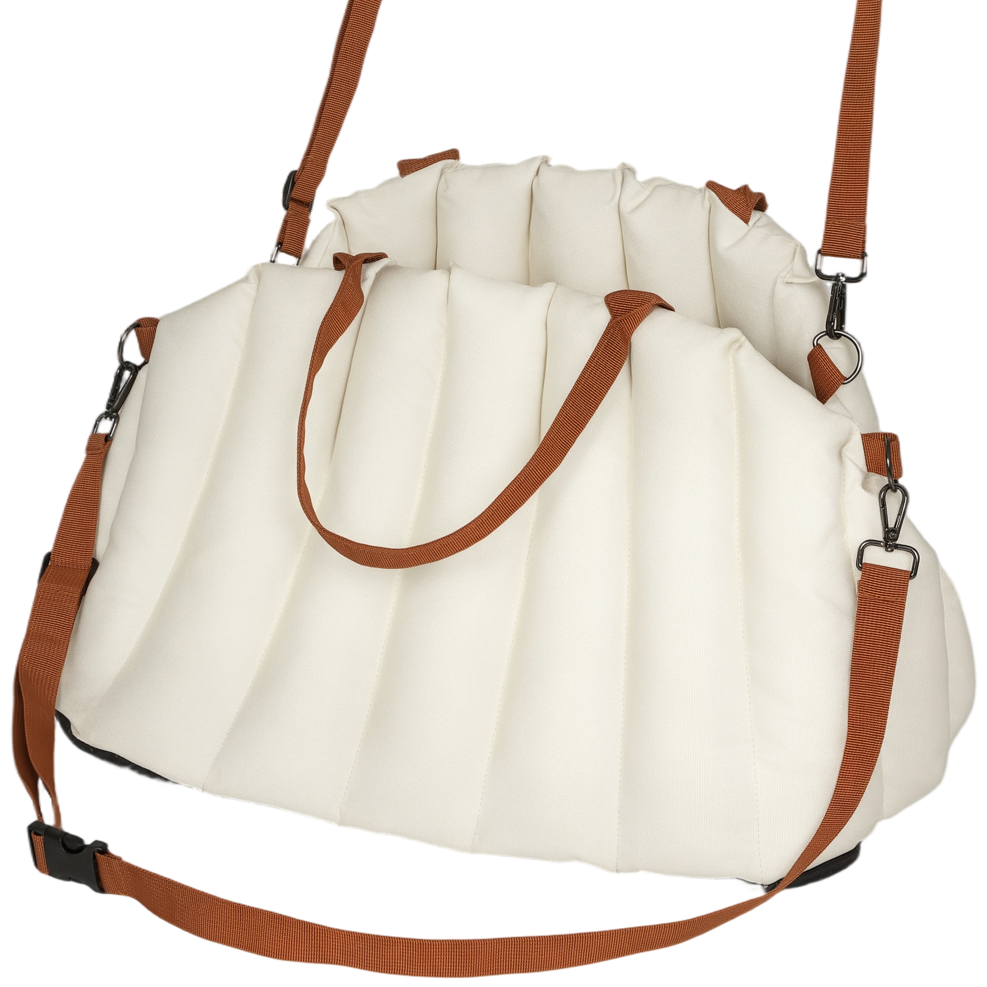Hundetasche Hundetragetasche für Hunde unter 5 kg, 2 Gurte, Oxford-Stoff, Kissen, Leine, Cremeweiß