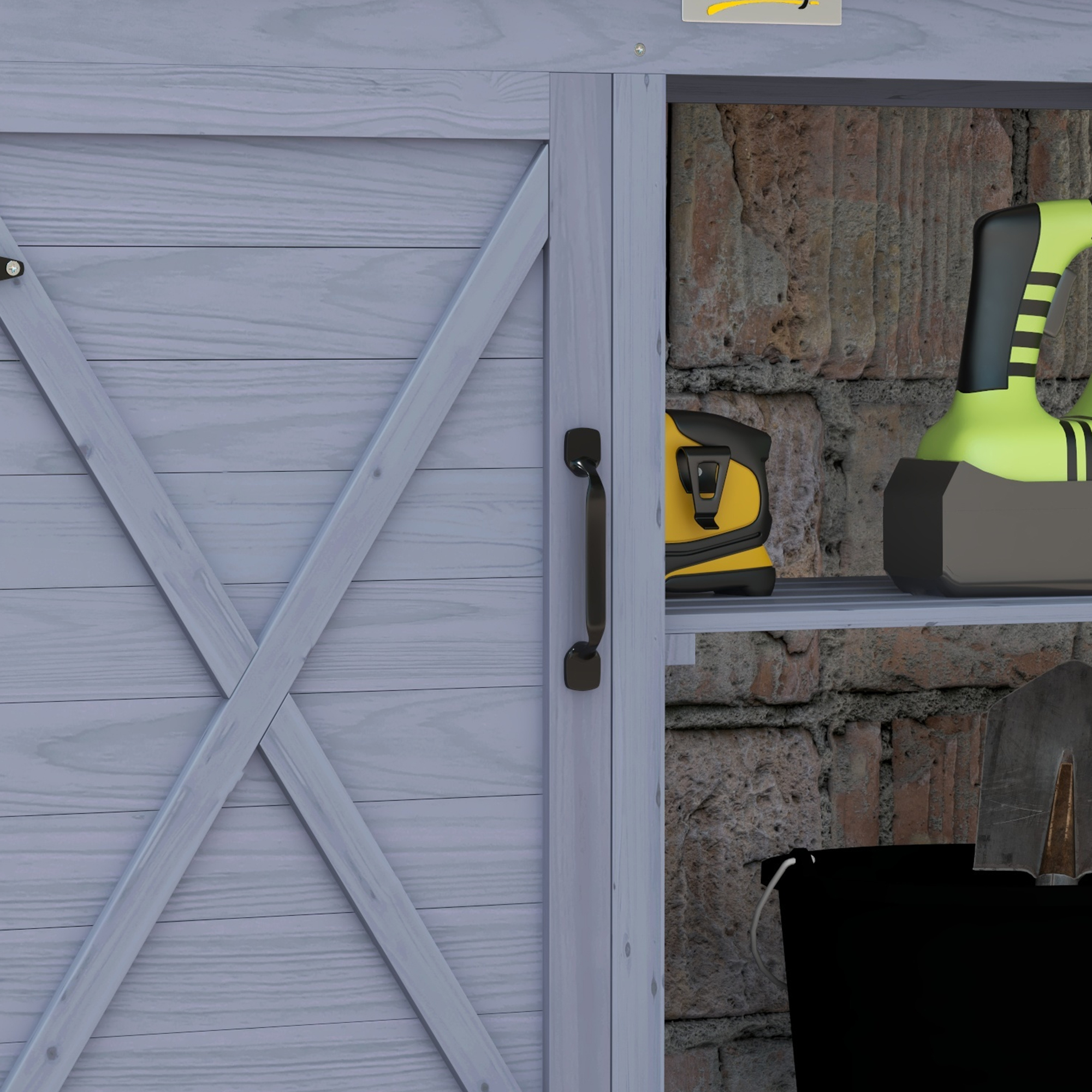 Gartentisch mit Schrankfach, Aluminium-Arbeitsfläche, Stauraum, 112x47x146cm, Grau