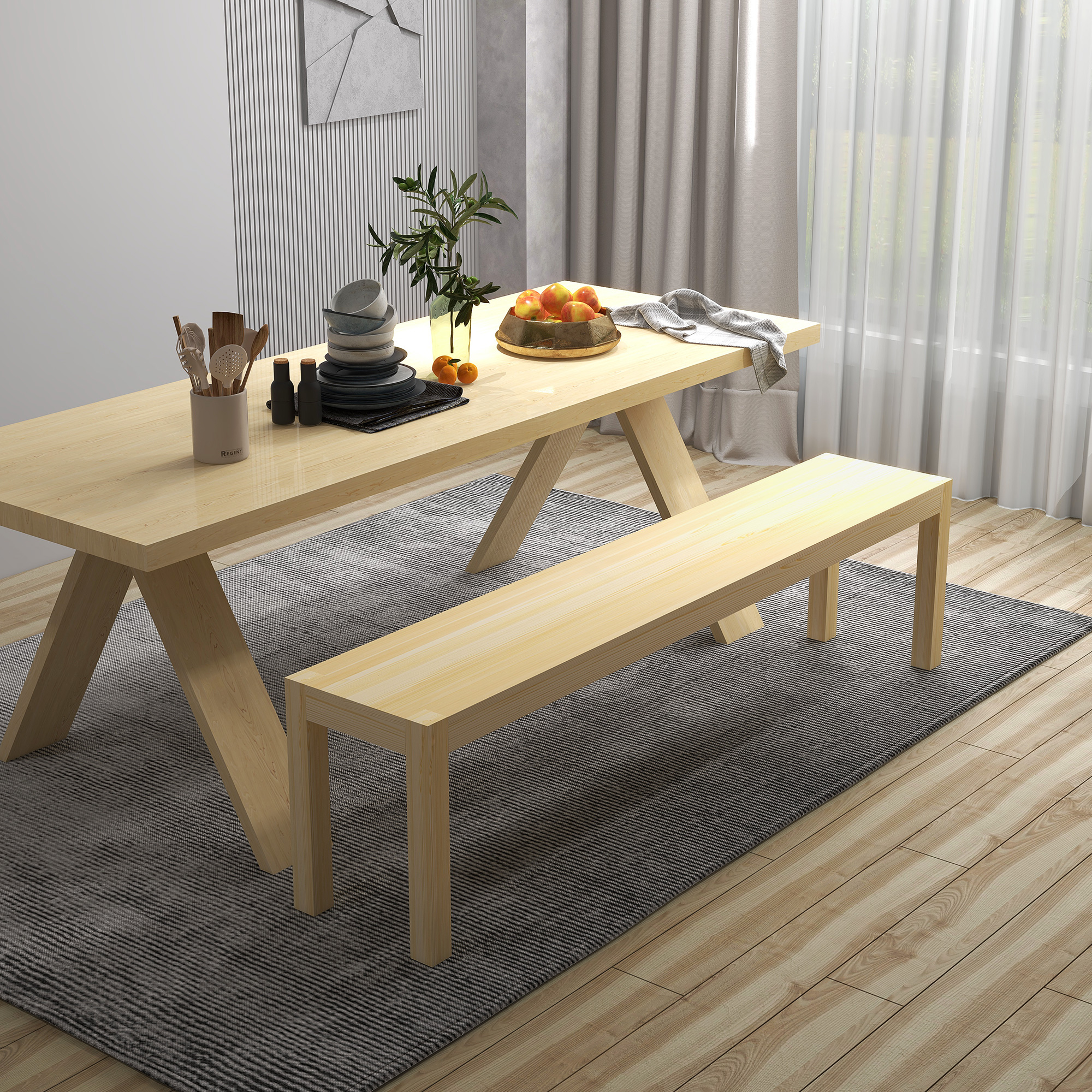 Sitzbank, Platz für 3 Personen, bis 330 kg, Kiefernholz, 175x33x45 cm
