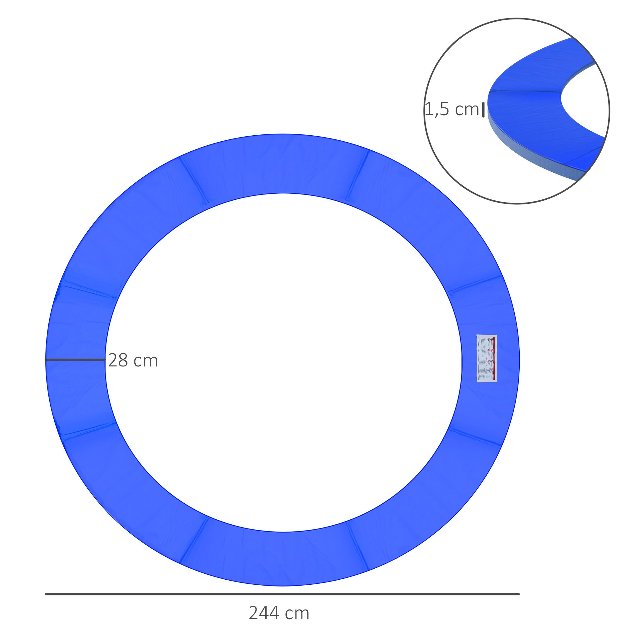 Trampolin Randabdeckung Ø244 cm breit Federabdeckung, Trampolinzubehör Randschutz Sicherheitsnetz Ersatzteile für Gartentrampoline, Blau