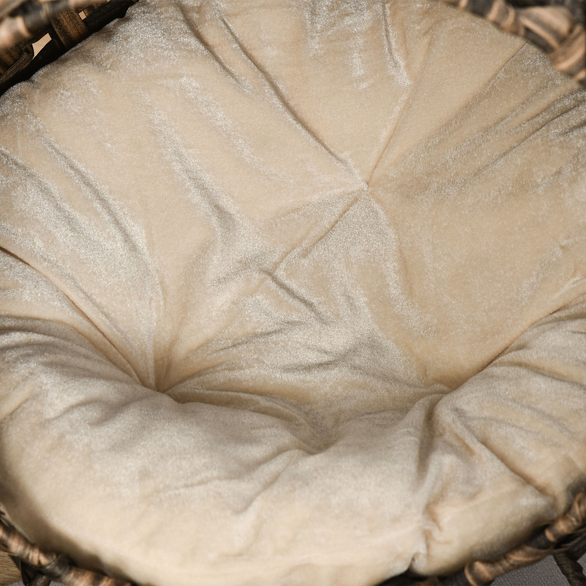 Katzenhaus aus Rattan mit Kissen Katzenschlafplatz Katzenhöhle mit erhöhten Füßen Braun Ø52 x 58 cm