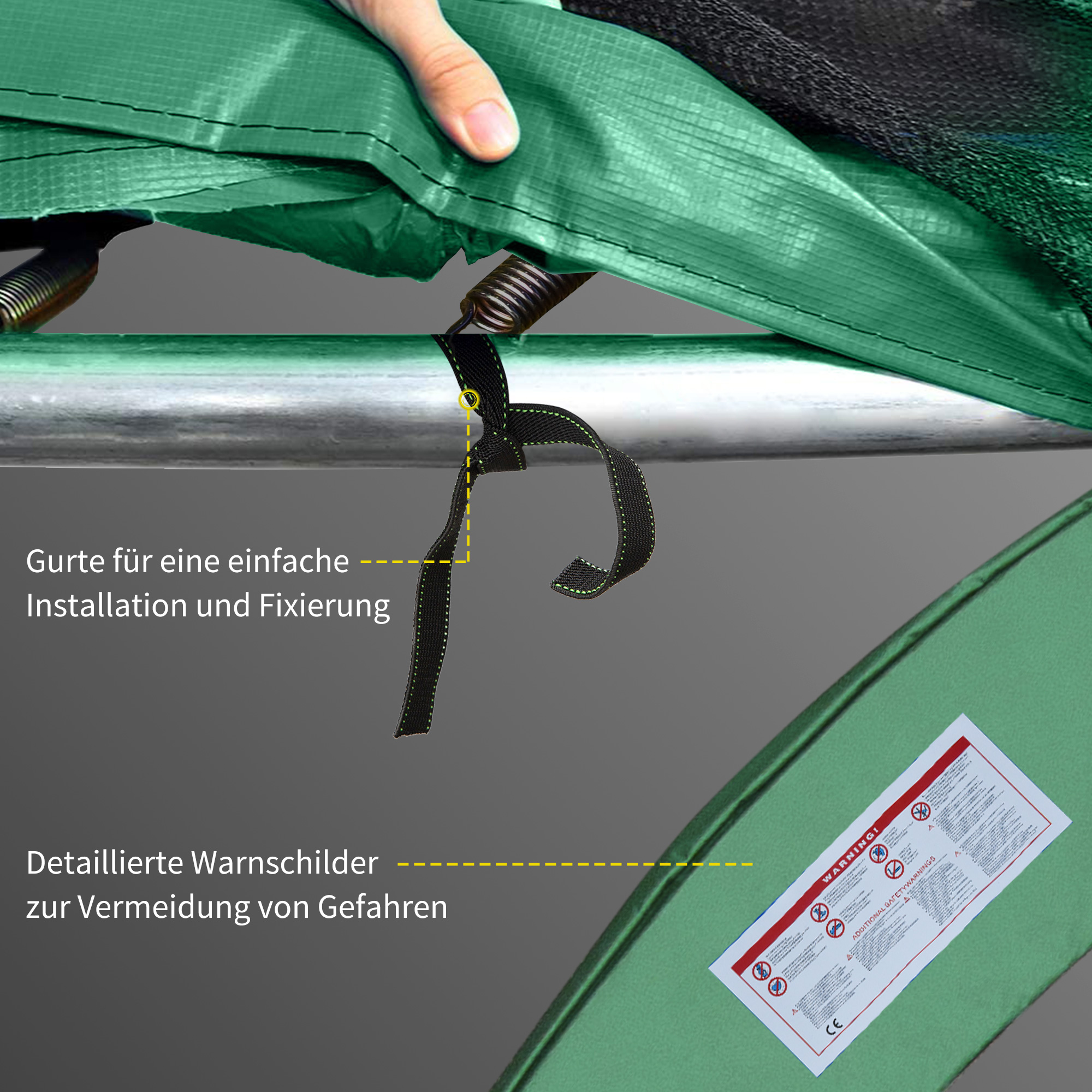 Trampolin Randabdeckung Sicherheitsnetz Wetterplane Leiter Randabdeckung: Ø 244cm Grün