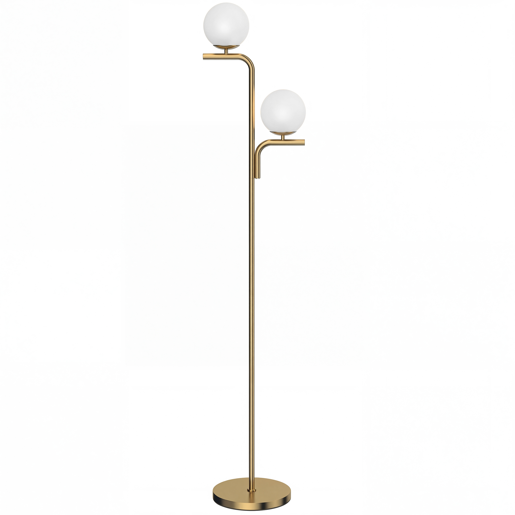 LED-Stehlampe, moderne Lampe mit 3 Farbtemperaturen, Glaskugelschirme und Fußschalter, Gold