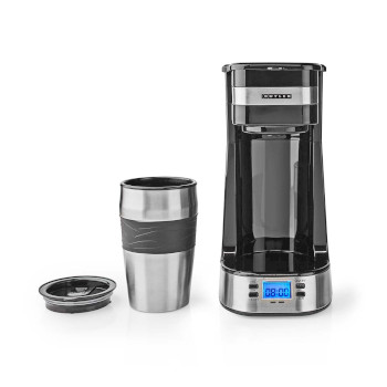 Einzelportions-Kaffeemaschine | 0,4 l | 750 W | Timer-Funktion | isolierter Reisebecher |automatische Abschaltung | LCD-Display | schwarz