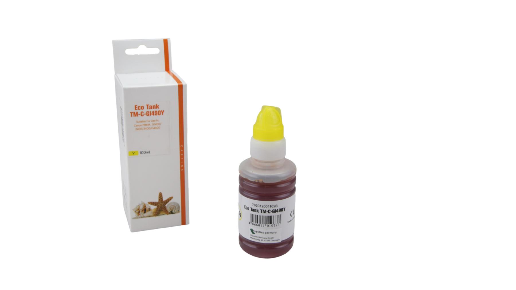 GI490Y Eco Tank Nachfüllflasche gelb für Canon / GI490Y / 100ml GI490Y Eco Tank Nachfüllflasche gelb für Canon / GI490Y / 100ml