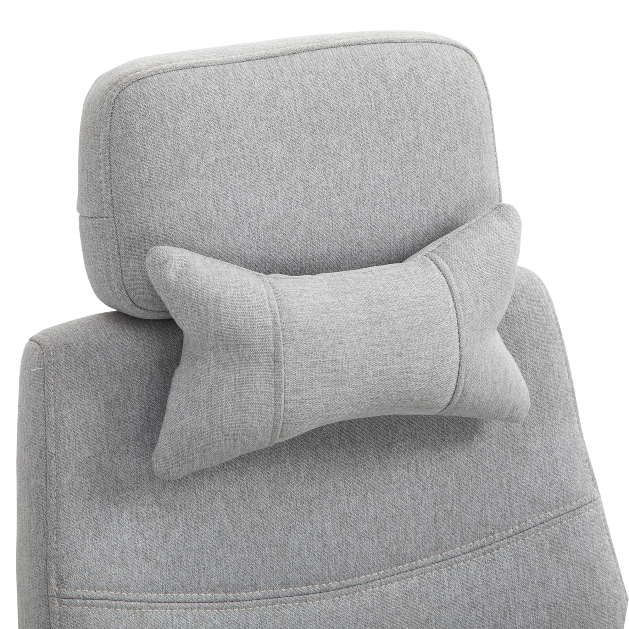 Bürostuhl, Ergonomischer Schreibtischstuhl mit Kopfkissen, Lendenkissen, höhenverstellbar Gamingstuhl mit Fußstütze, hoher Rückenlehne, Grau 62 x 68 x 117-127 cm