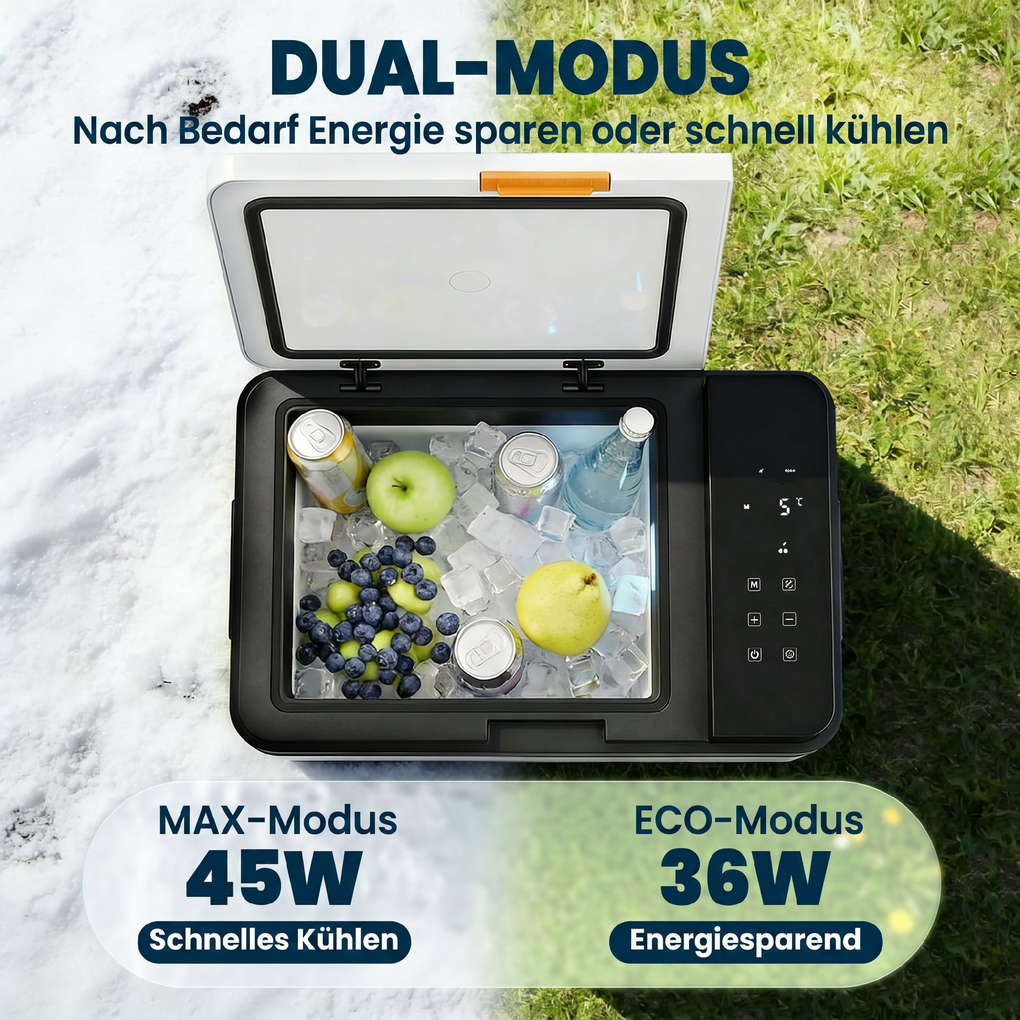Kompressor Kühlbox 20L -20℃-20℃ Elektrische Kühlbox mit APP-Steuerung LED-Leuchten USB Anschluss Batterieschutz
