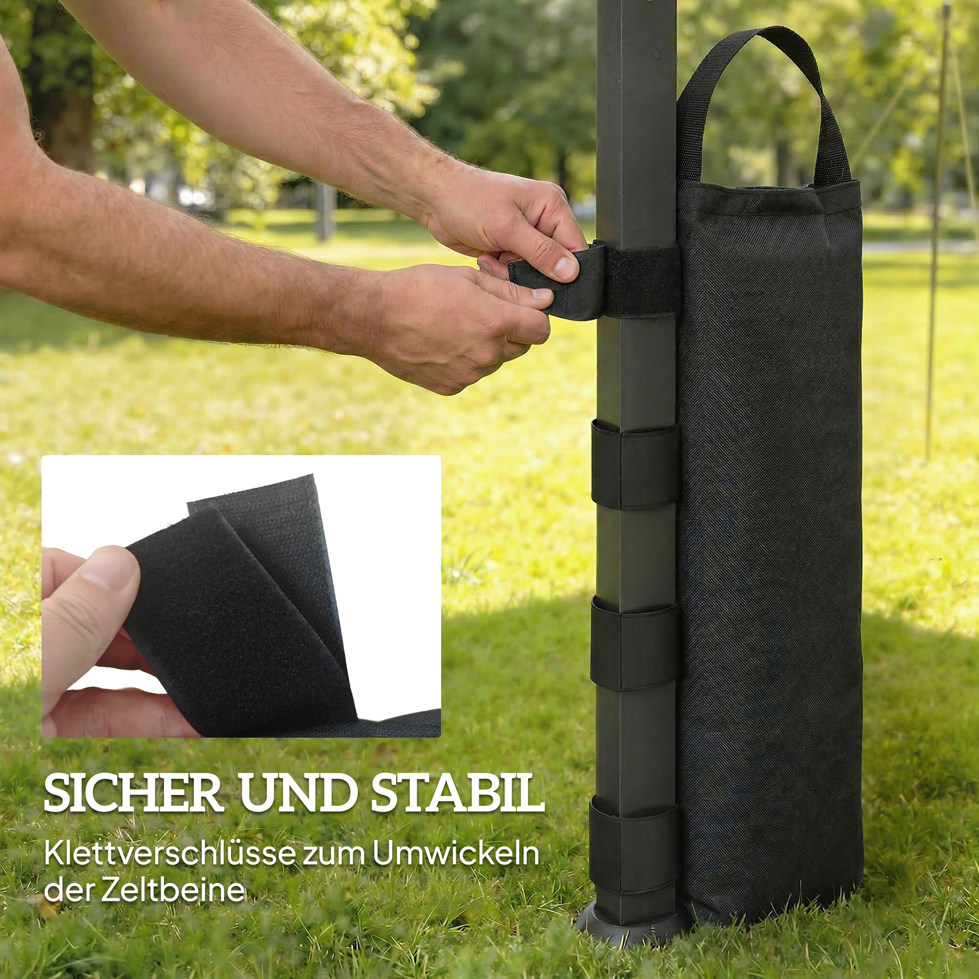8er-Set Sandsäcke für Pavillonfüße, 40 kg strapazierfähige Sandsäcke aus 600D Oxford-Gewebe, ohne Sand, Schwarz