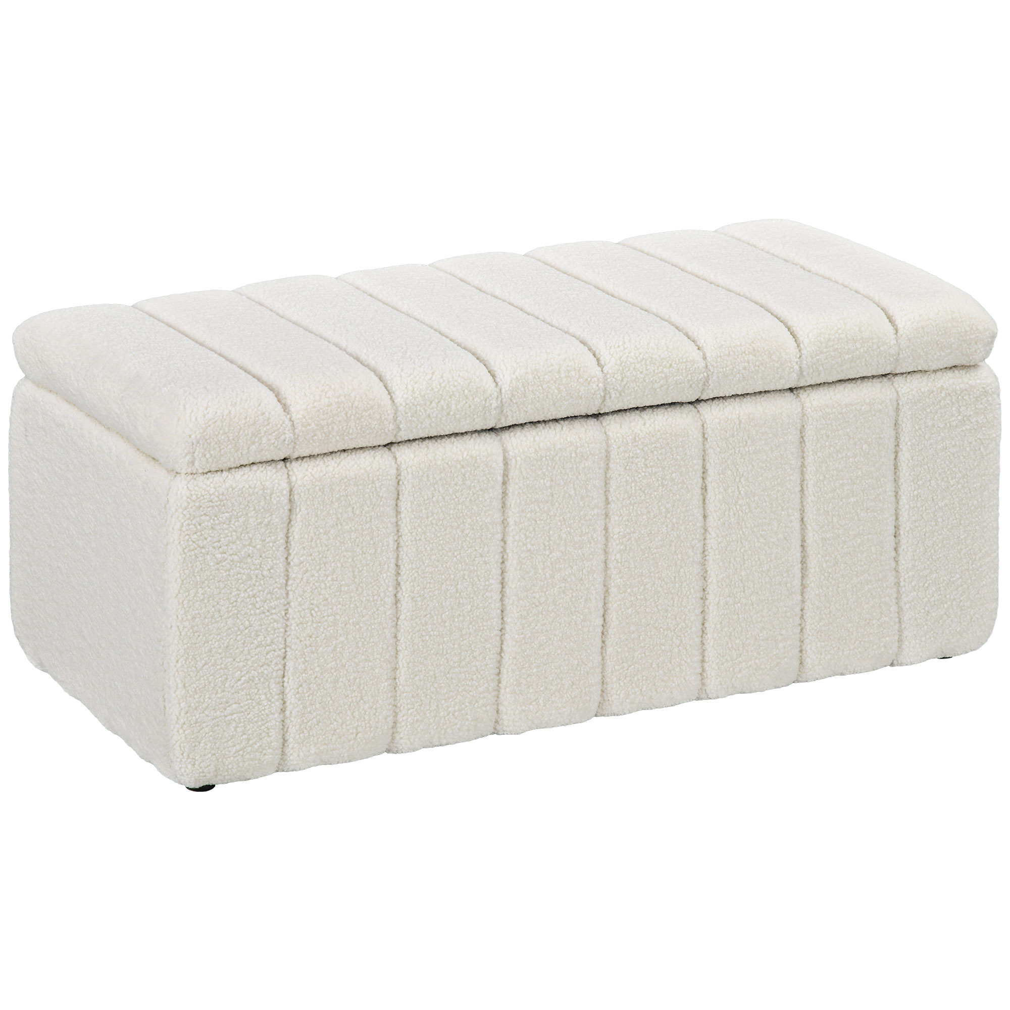 Polsterbank, Bettbank mit Stauraum, belastbar bis 120kg, 102x45x46cm, Cremeweiß Polsterbank, Bettbank mit Stauraum, belastbar bis 120kg, 102x45x46cm, Cremeweiß