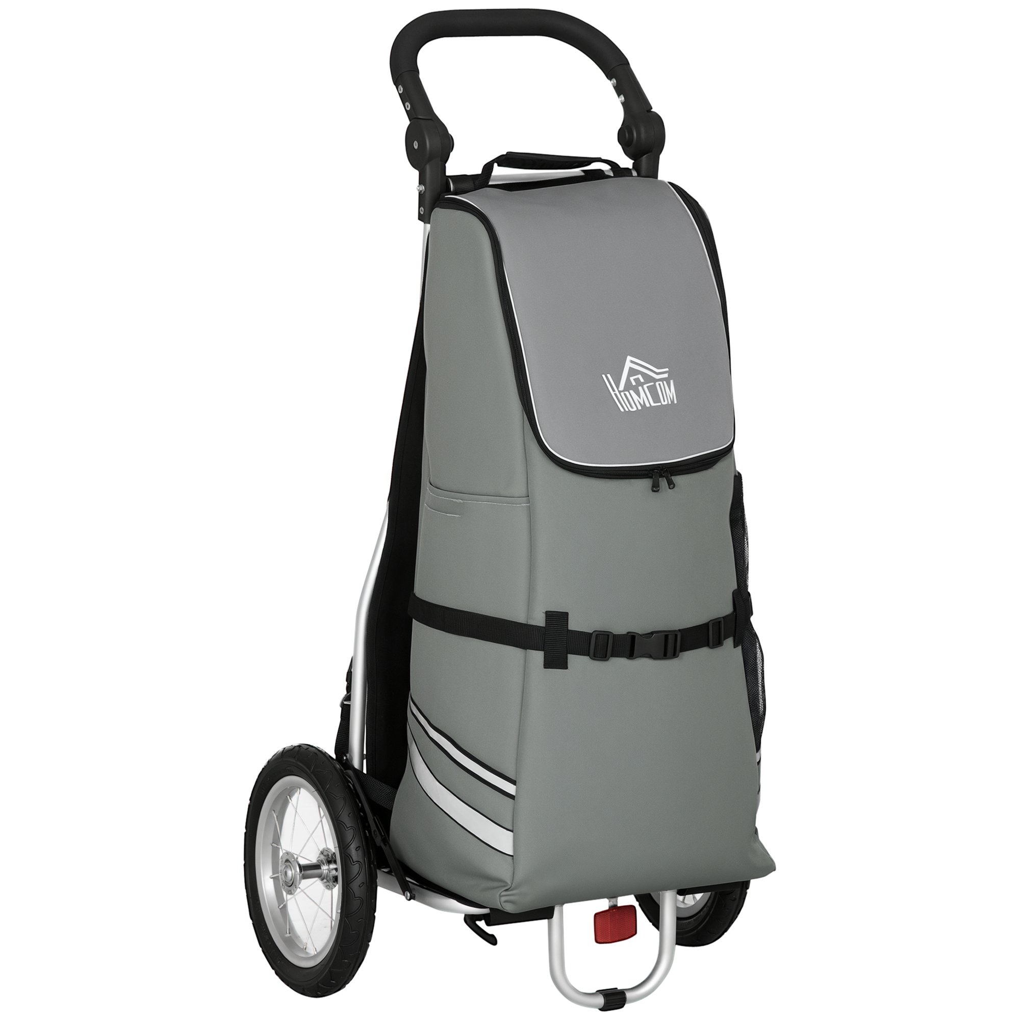 3-in-1 Einkaufstrolley Einkaufswagen Fahrradanhänger Sackkarre, 53 x 43 x 110cm , Grau+Silber