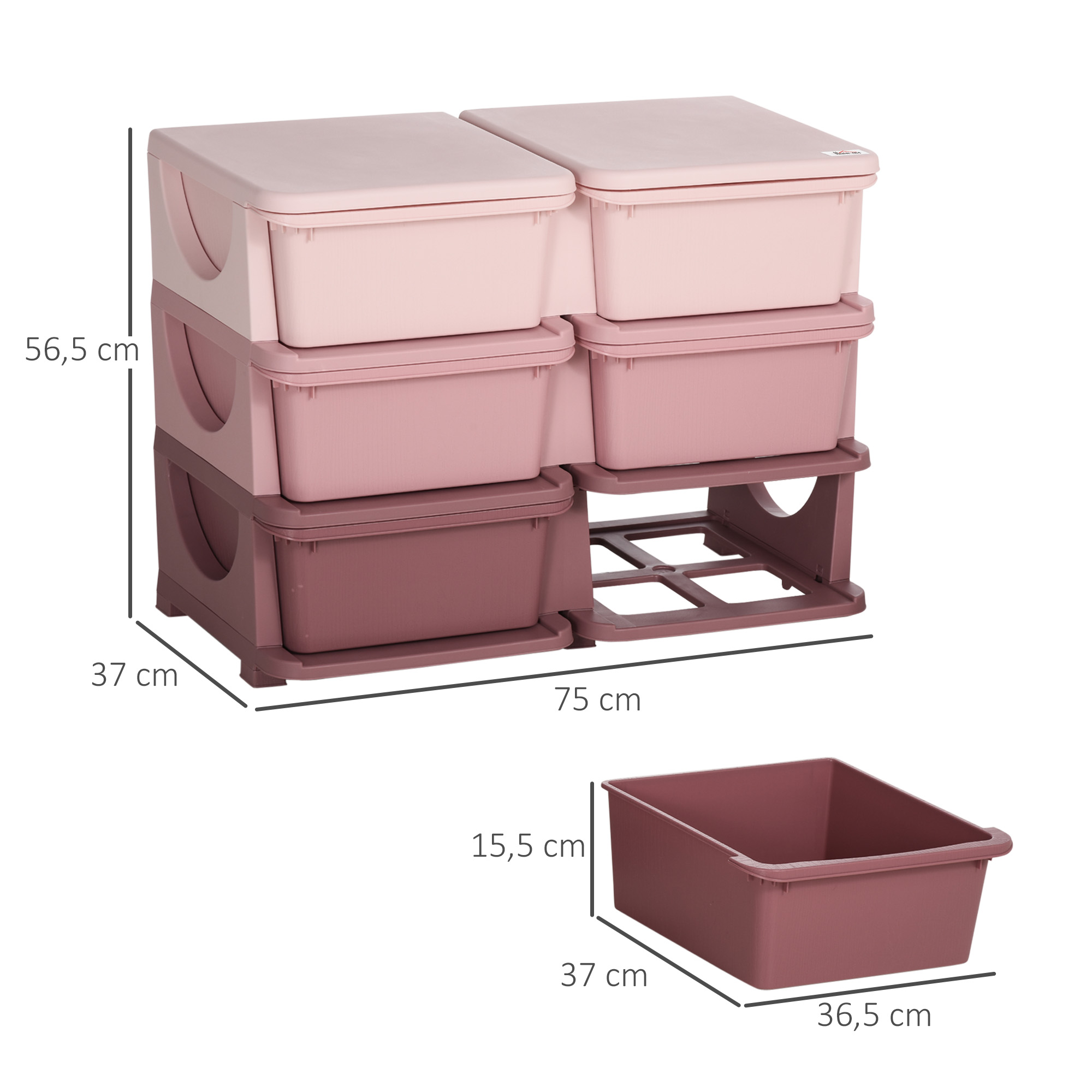 Aufbewahrungsbox für Kinder, Kinder-Aufbewahrungsbox, 3 Schubladen, Rosa