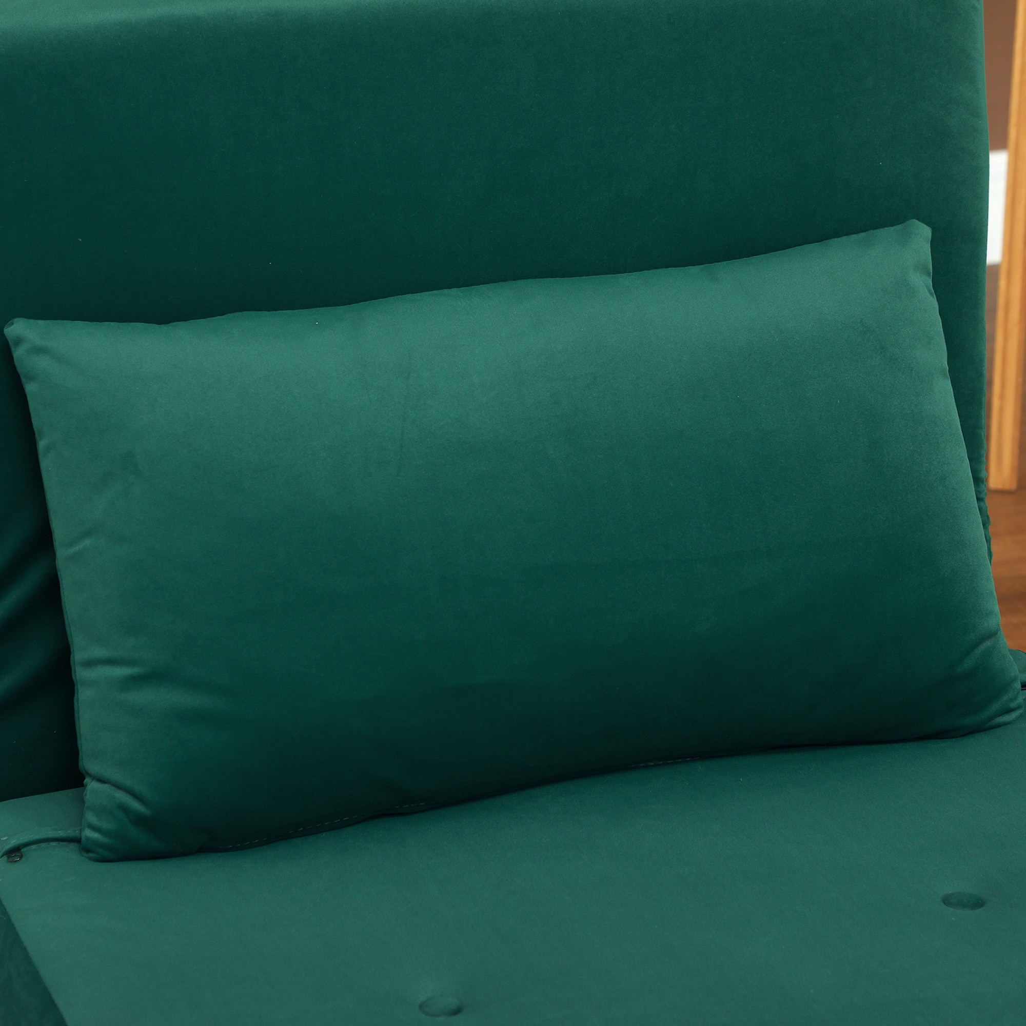Klappsessel mit Bettfunktion, Klappbarer Relaxsessel in Samtoptik, Verstellbare Lehne, bis 120 kg belastbar, Dunkelgrün