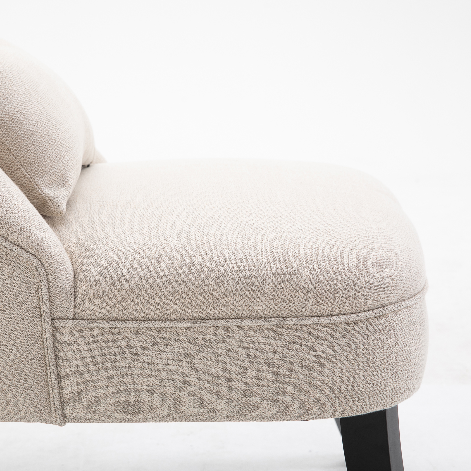 Weicher Polstersessel mit Rückenkissen, zum Lesen und Ausruhen, Stoffbezug in Leinenoptik, 52,5 x 69 x 77 cm, Cremeweiß