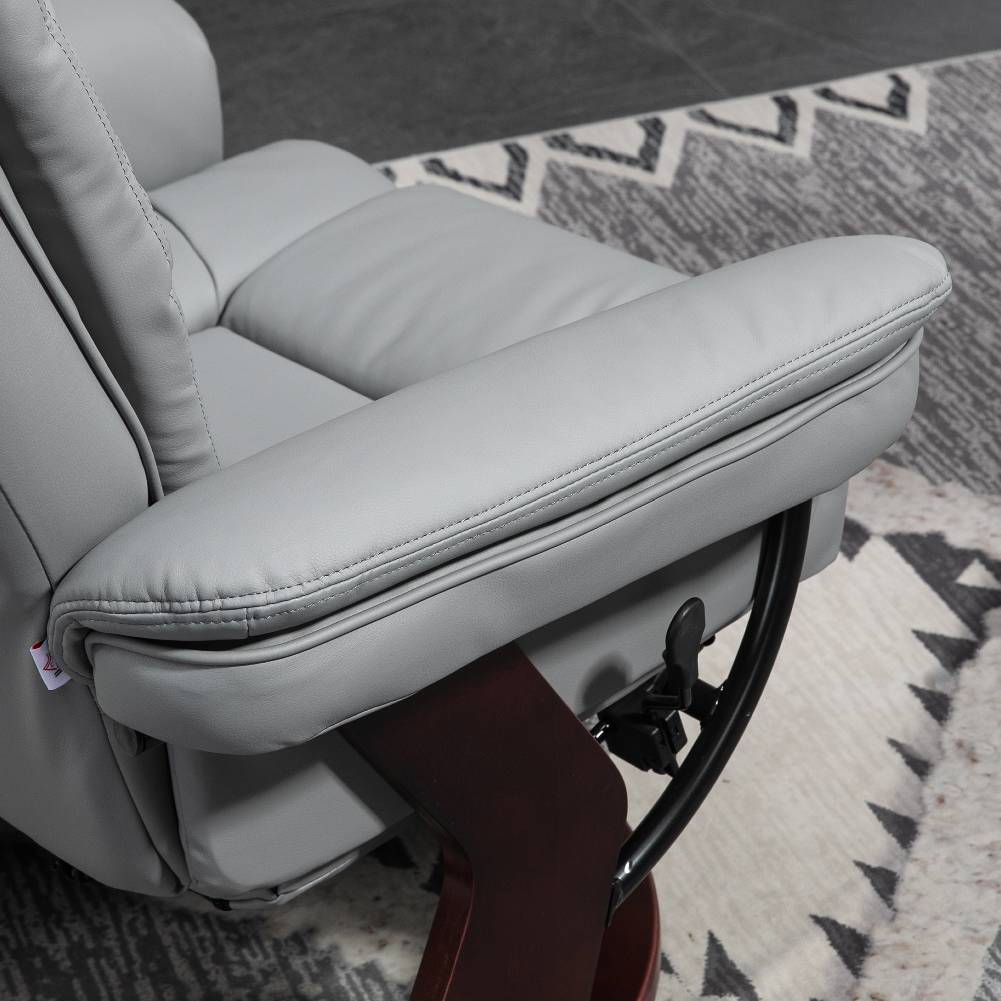 Relaxsessel mit Hocker, Liegesessel, drehbar, neigbare Lehne, Lederoptik, bis 130 kg, Grau