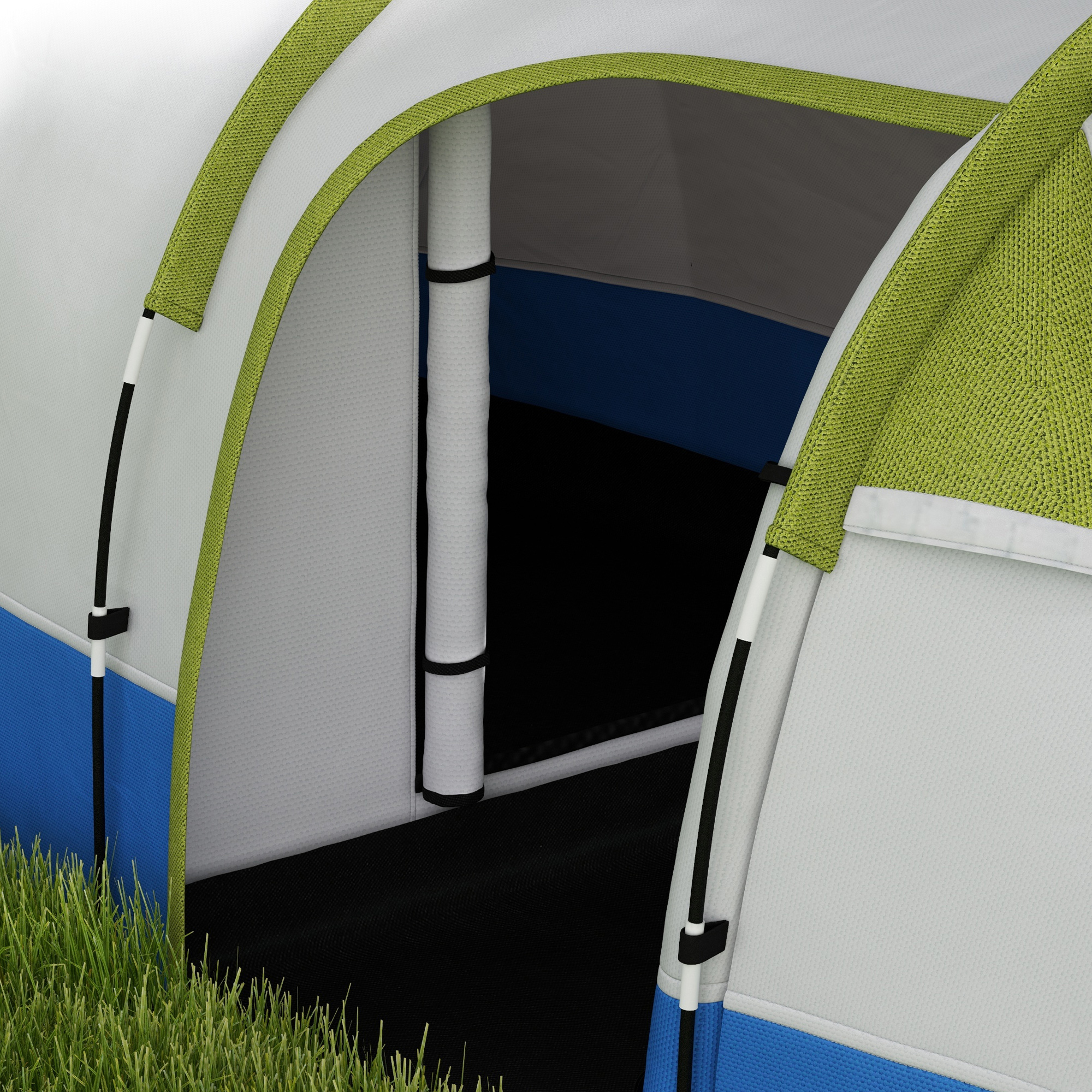 Campingzelt, für 3 Personen, Laternenhaken, drei Eingänge, wasserdicht, Grün