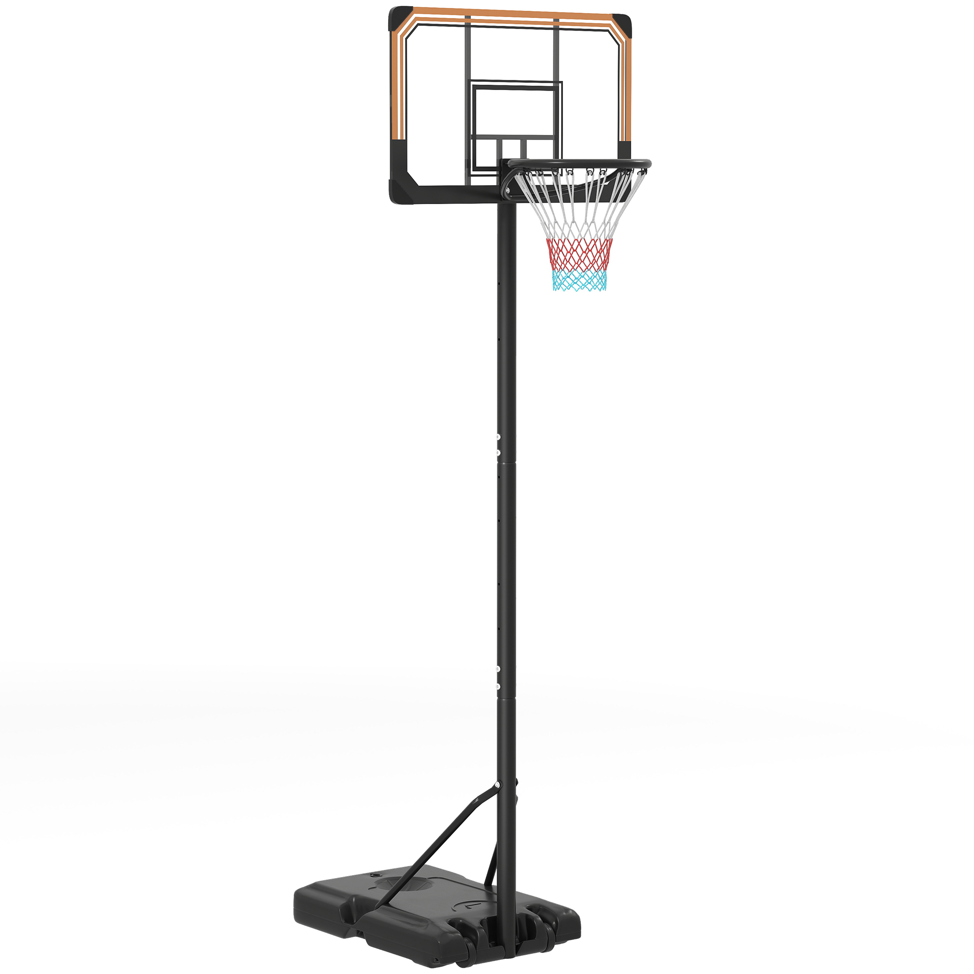 Basketballständer, höhenverstellbar, 182-213 cm Korbhöhe, wetterfest, mit Rollen, Metallrahmen