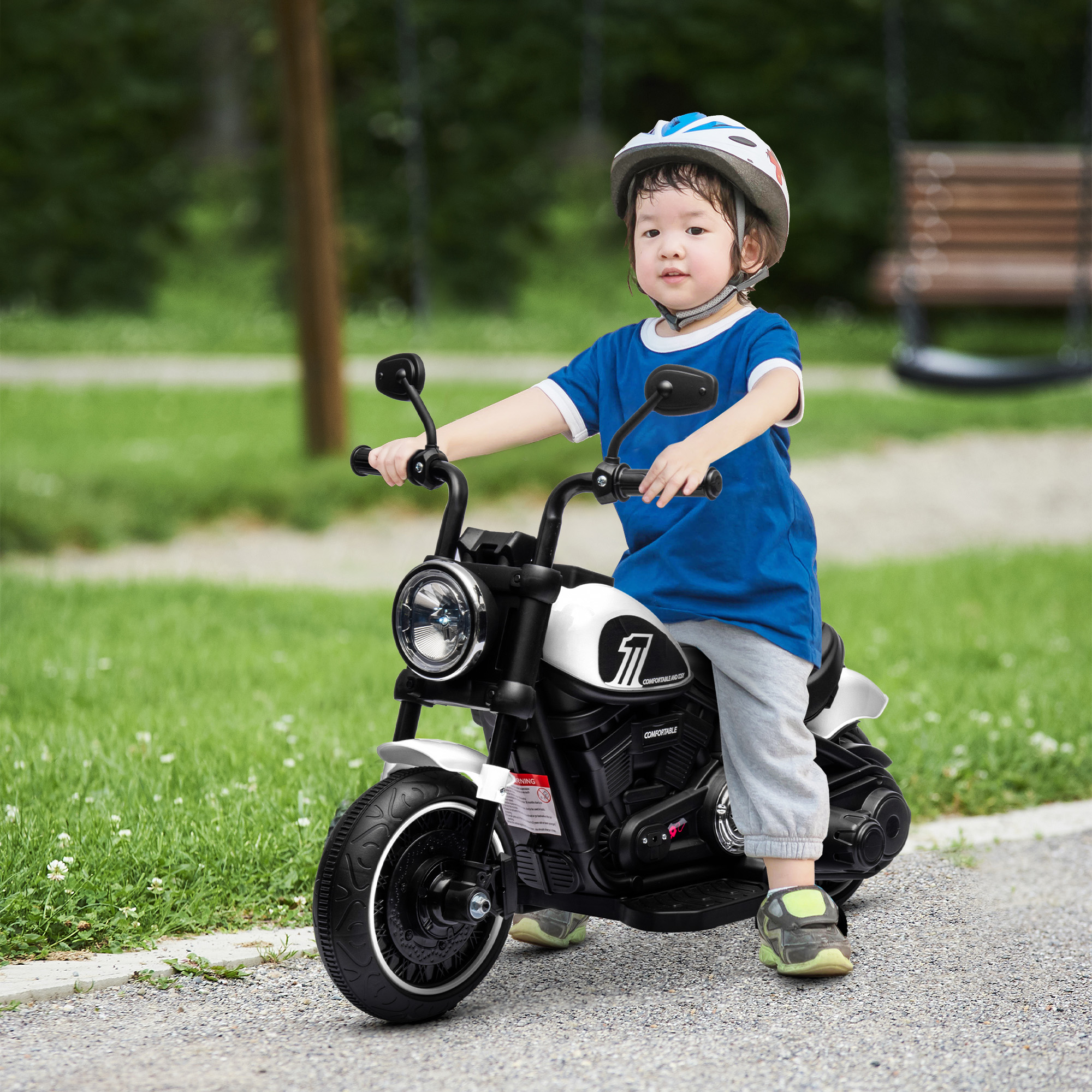 Elektro-Kindermotorrad, LED-Scheinwerfer, abnehmbare Stützräder, bequemer Sitz, Rot/Schwarz