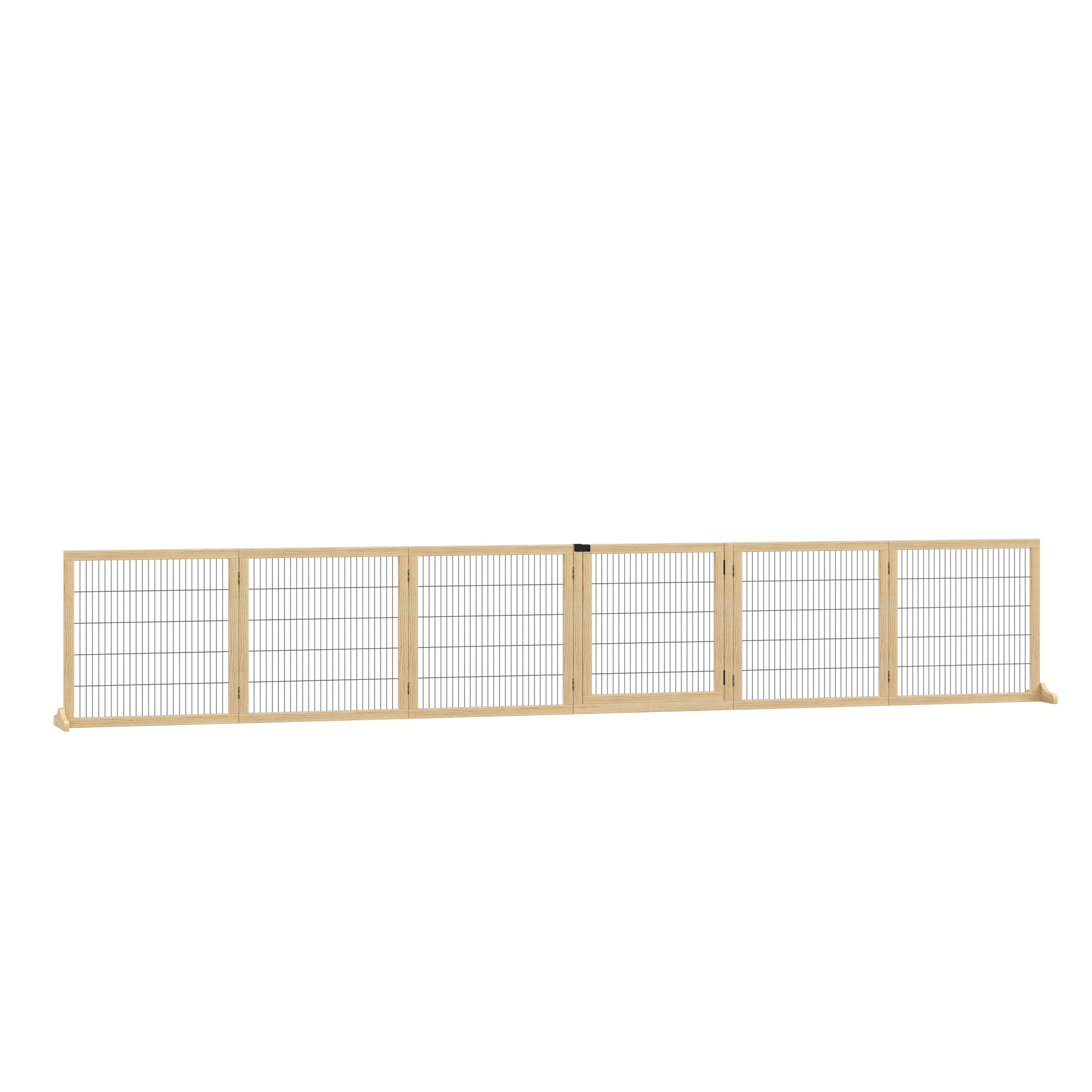 Haustiergitter Absperrgitter für Hunde, Kiefernholz, klappbar 432 x 36 x 70c m, Natur