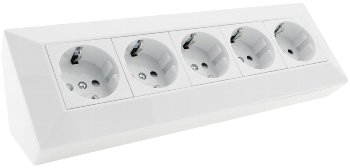 5-fach Steckdosenblock, weiß, 250V~/ 16A, Aufbaumontage
