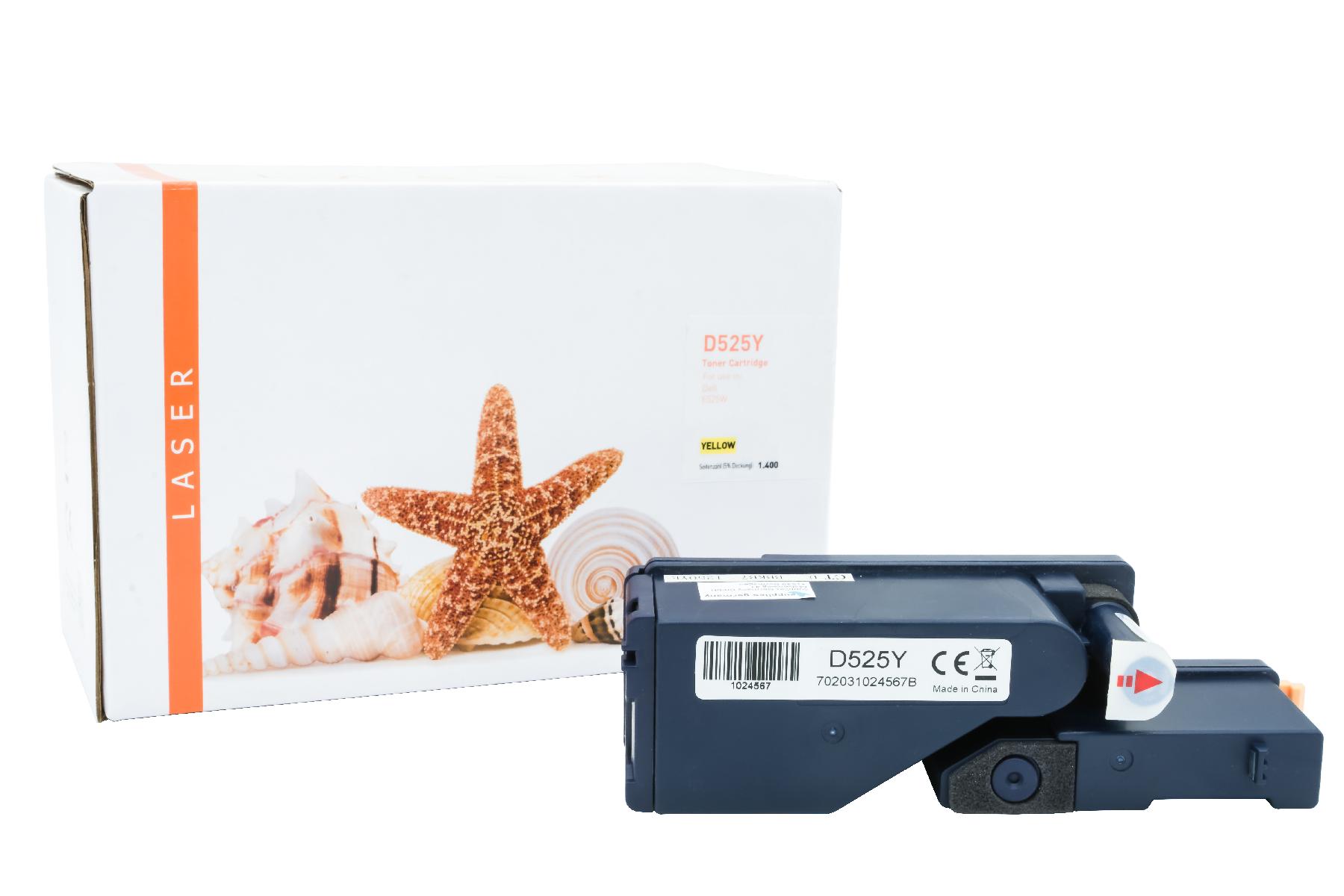 DELLE525Y alternativ Toner gelb für Dell / MWR7R / 1.400 Seiten