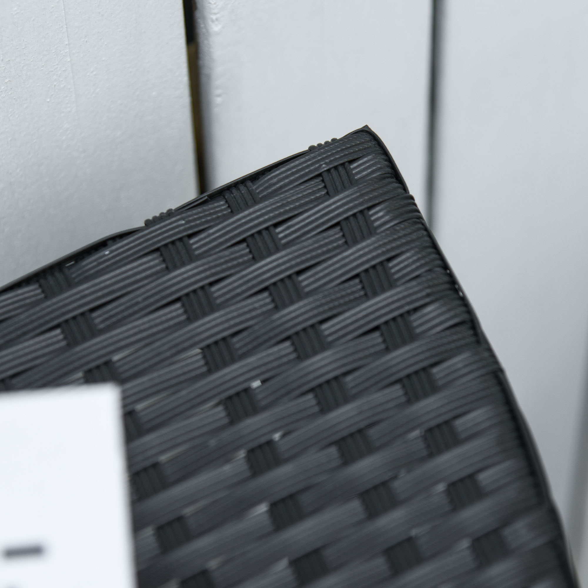 Balkontisch Garten Beistelltisch Tisch Gartenmöbel halbrund Polyrattan Metall Schwarz 100 x 50 x 74 cm