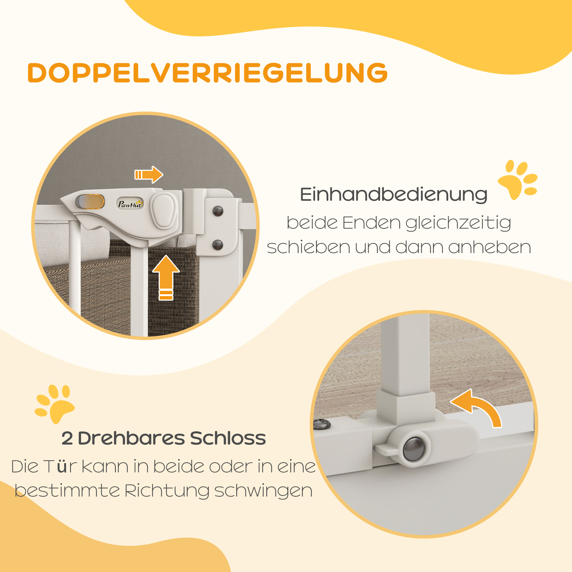 Türschutzgitter für Hunde, Absperrgitter, Schutzgitter für Haustiere, Metall, Kunststoff, 74-87 cm, Weiß