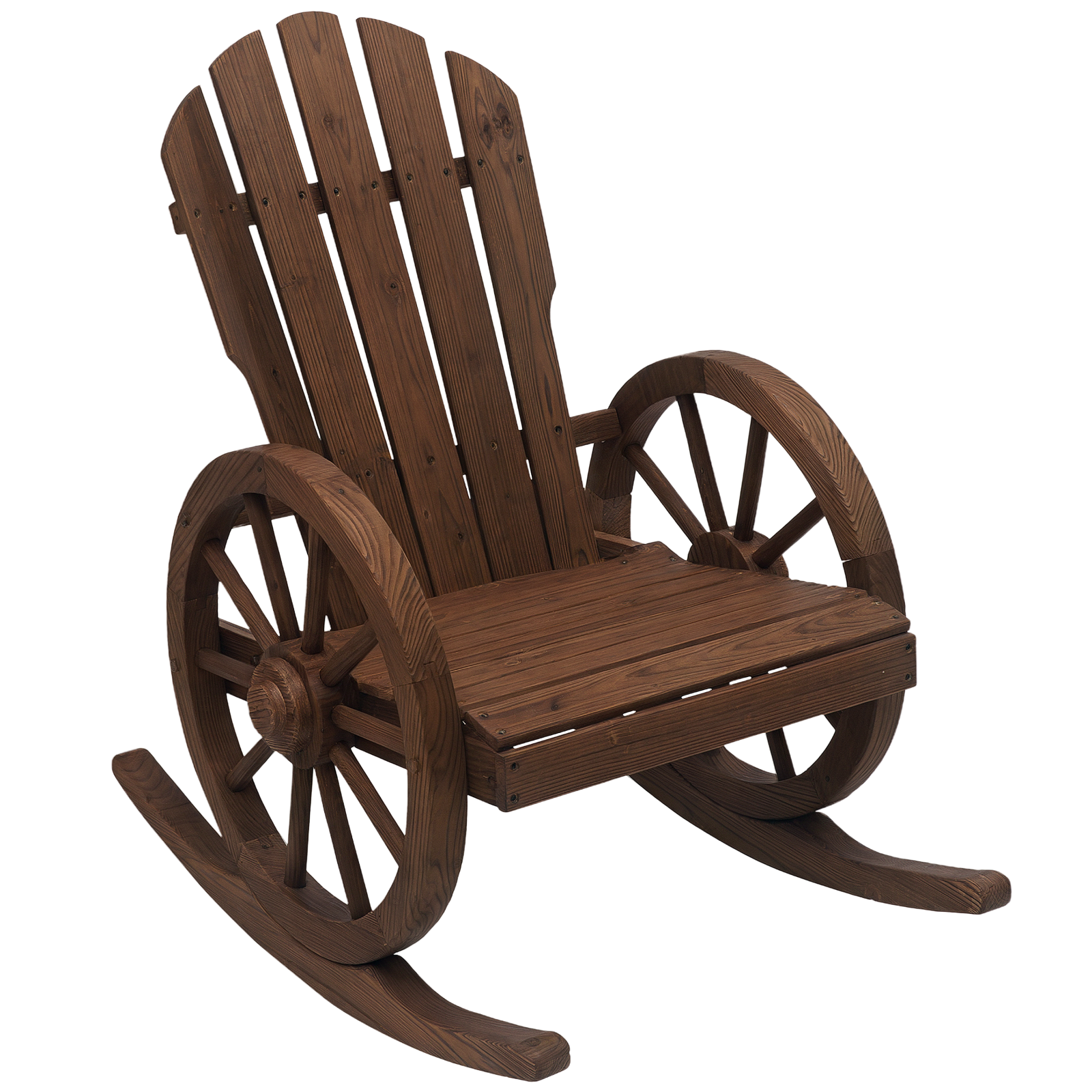 Schaukelstuhl Rustikales Design Versiegeltes Massivholz  Wetterbeständig 68 cm x 88 cm x 92 cm