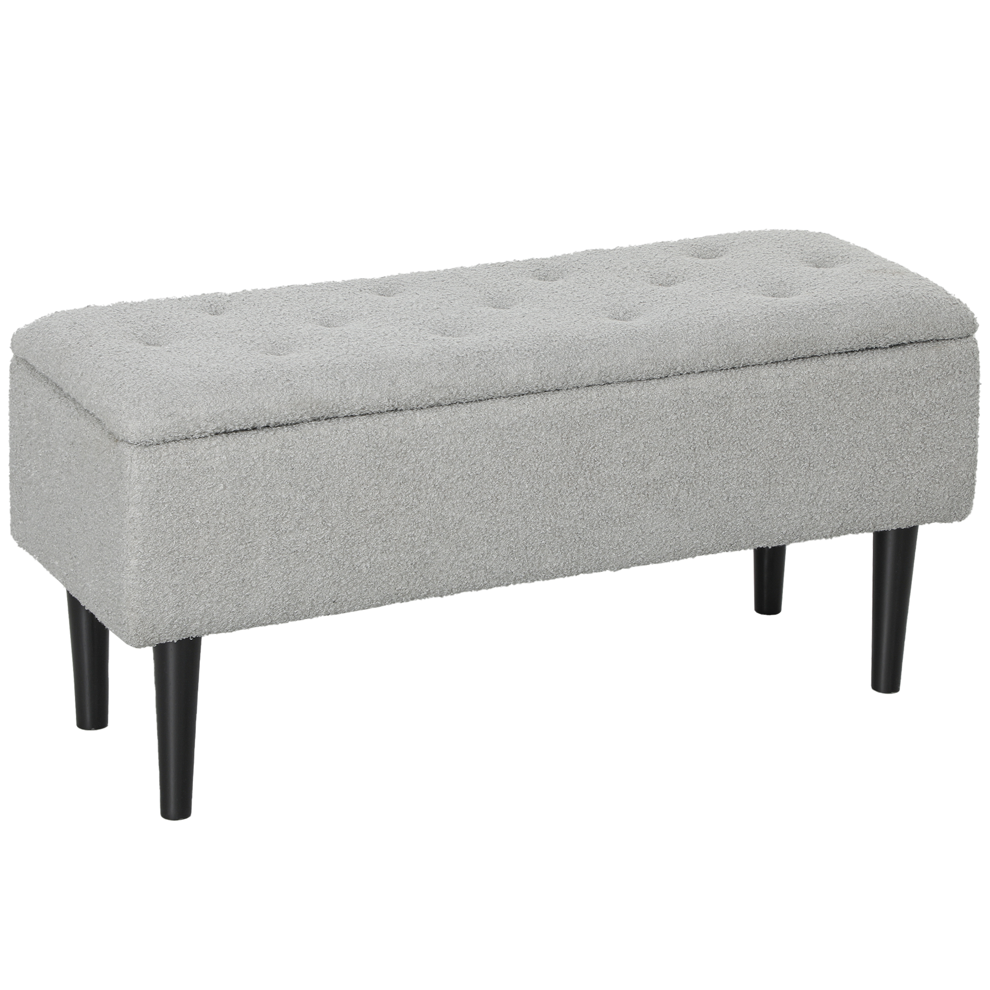 Sitztruhe, Sitzbank mit Stauraum, bis 120kg, Samtoptik, 95x38x45cm, Grau