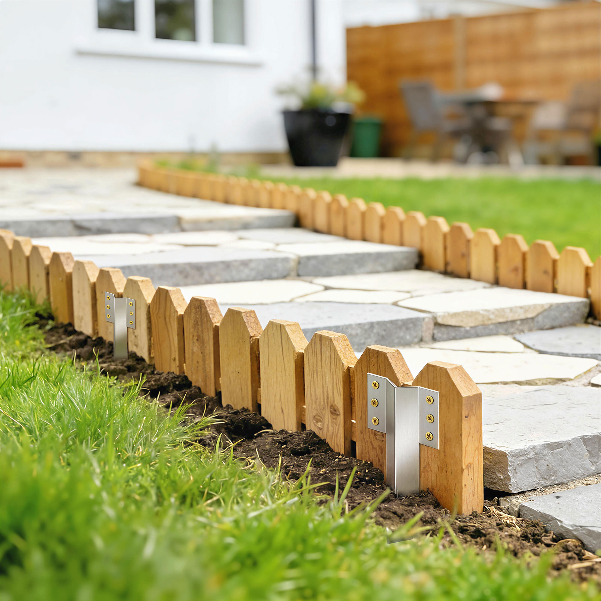 20er-Pack Bahnschwellen-Befestigungswinkel, 41 cm Schwerlast-Verzinkte Stahlpfähle mit Schrauben und Handschuhen