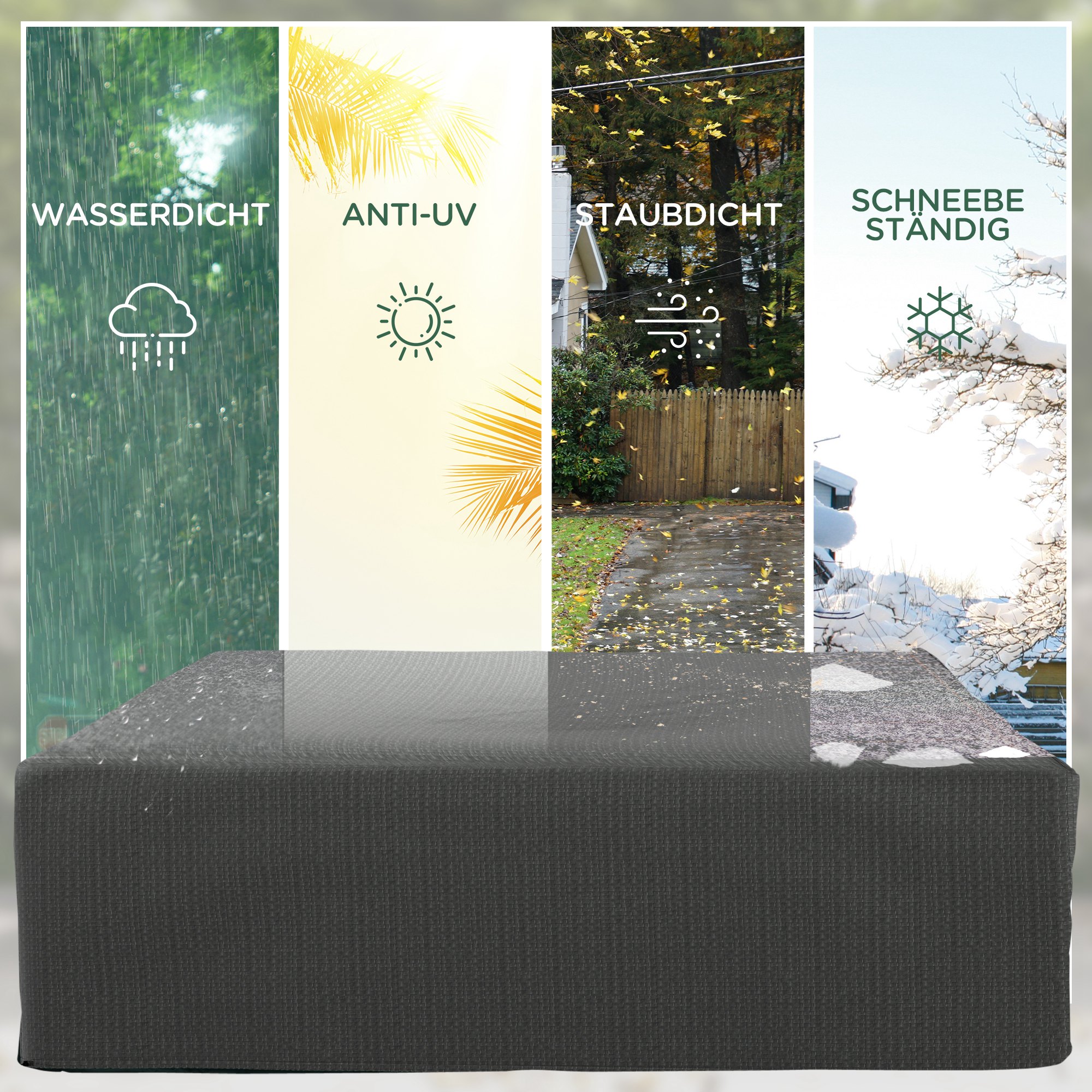 Schutzhülle für Gartenmöbel Winterfest Wasserdicht Abdeckung Anti-UV Abdeckplane 235 x 190 x 90cm Grau