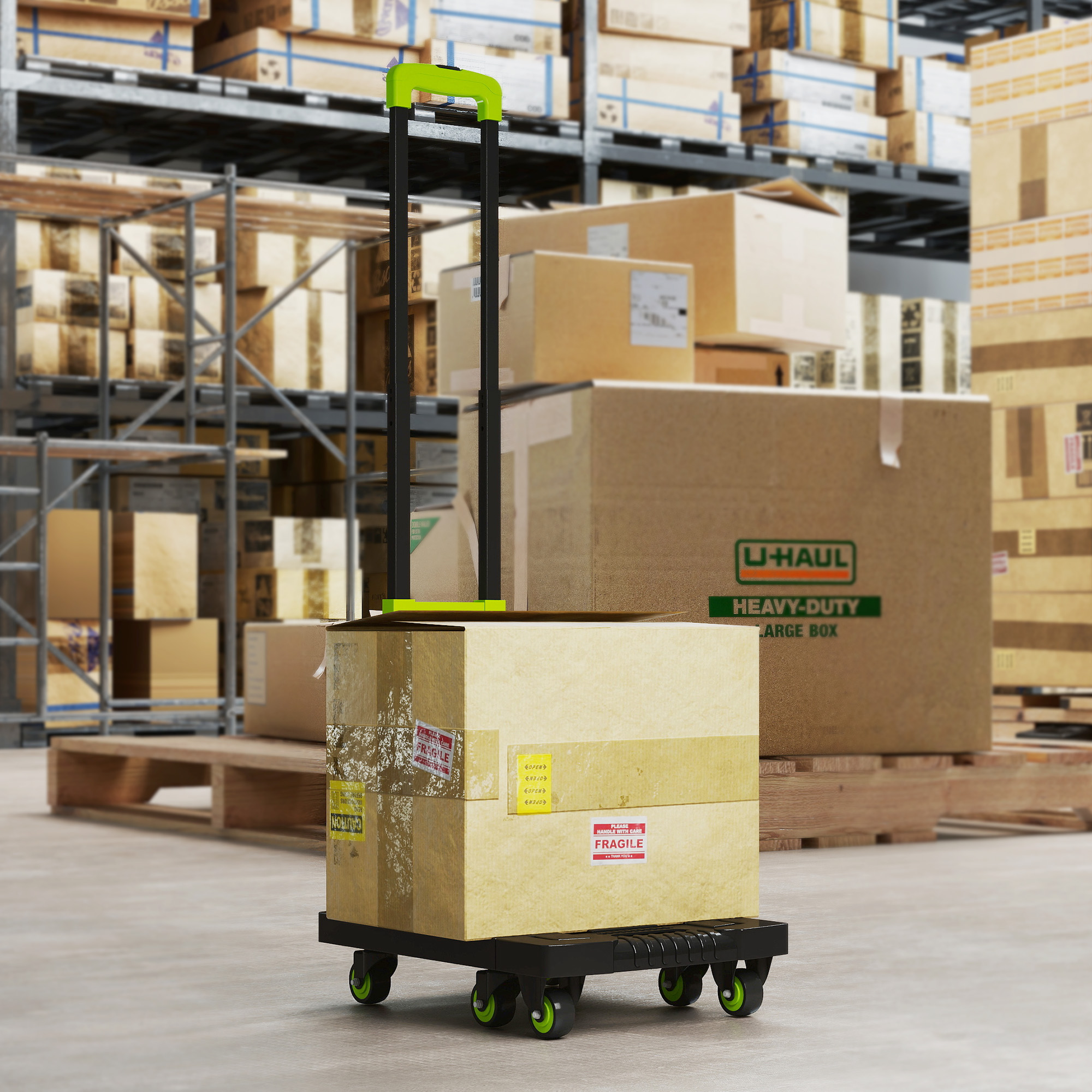 Sackkarre klappbar Metall Transportkarre mit Räder verstellbarem Griff 49 x 35 x 102 cm Grün