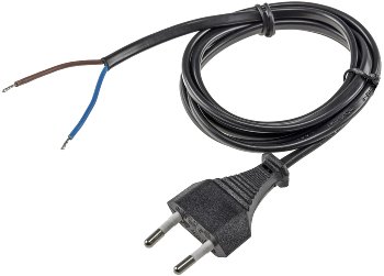 Netzkabel Euro, blankes Ende, 1,5m / H03VVH2-F2 0,75 mm² 2,5A/250V schwarz