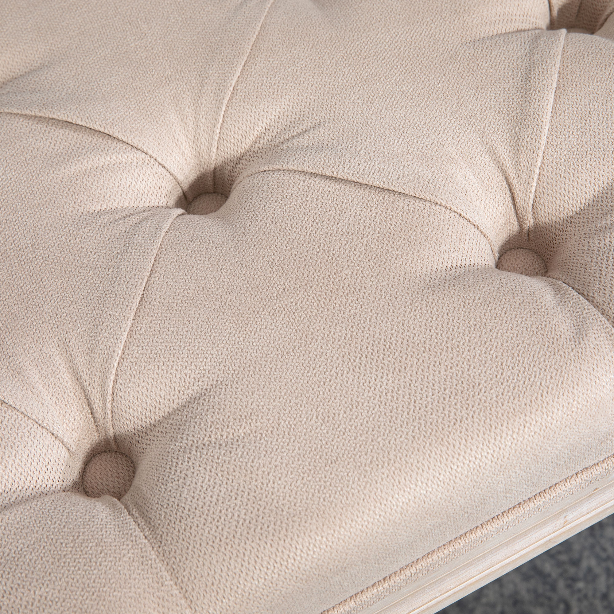 Sitzbank Vintagedesign Vintagebank, Knopfheftung, gedrechselte Beine, Shabby Chic, Creme + Weiß