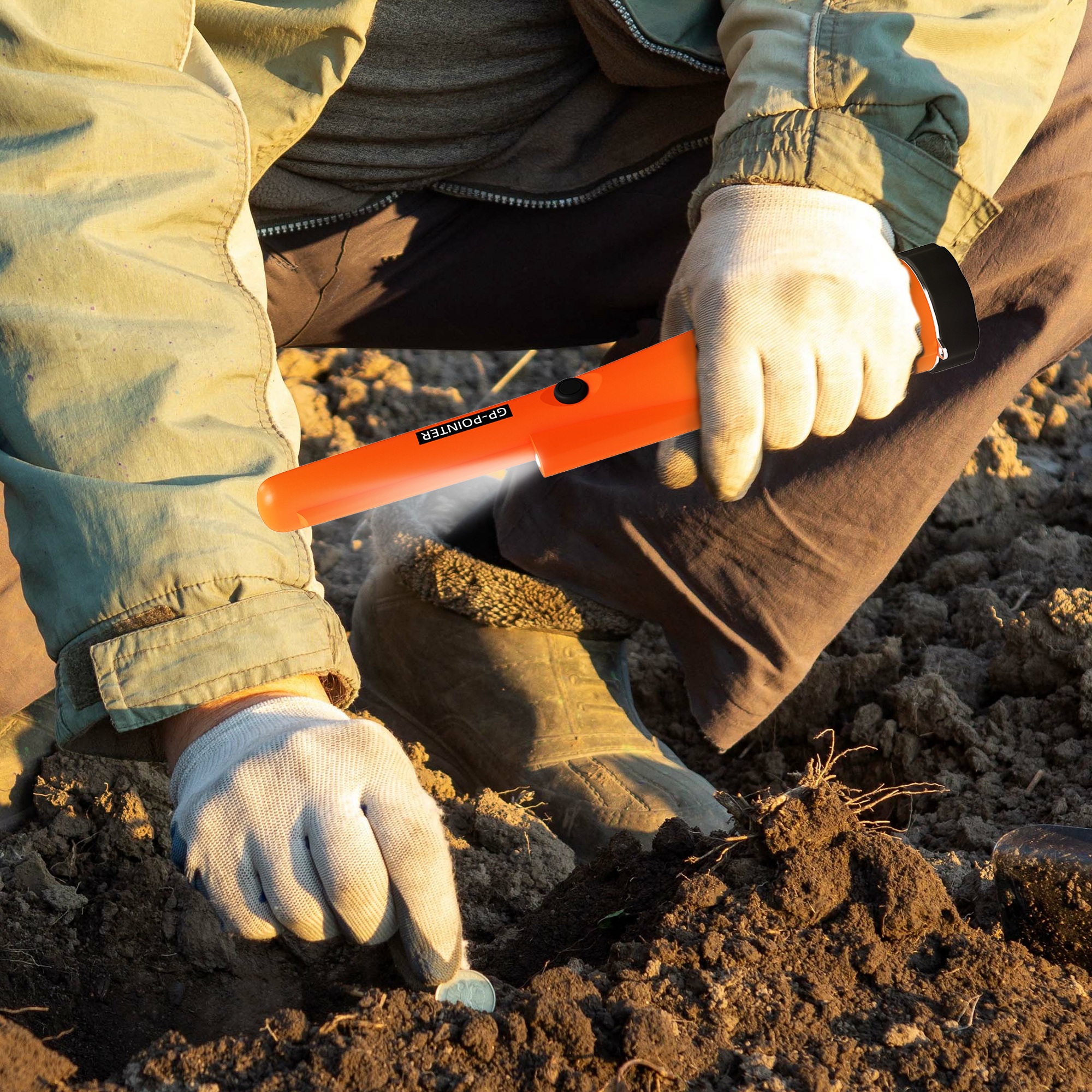 Metalldetektor für Erwachsene, Tragbar Ortungsgerät mit LED Indicator, Wasserdicht Schnurlos Metallsuchgerät Orange
