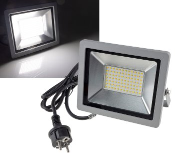 LED-Fluter SlimLine "CTF-SLT 50" silber / 50W, 5220lm, 4000K, neutralweiß, IP44