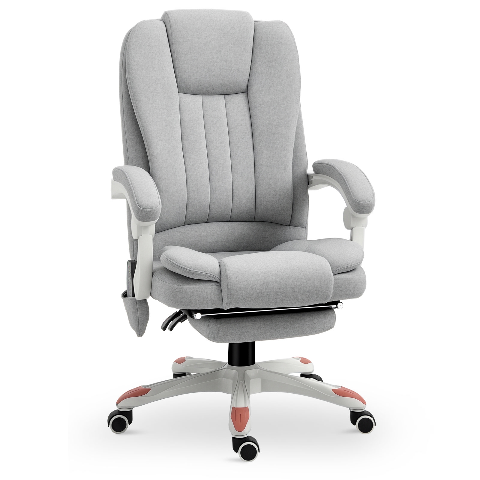 Massage Sessel, Bürostuhl, Gaming Stuhl, Polyester, Schaumstoff, Nylon, Grau, 66 x 63 x 107-115 cm