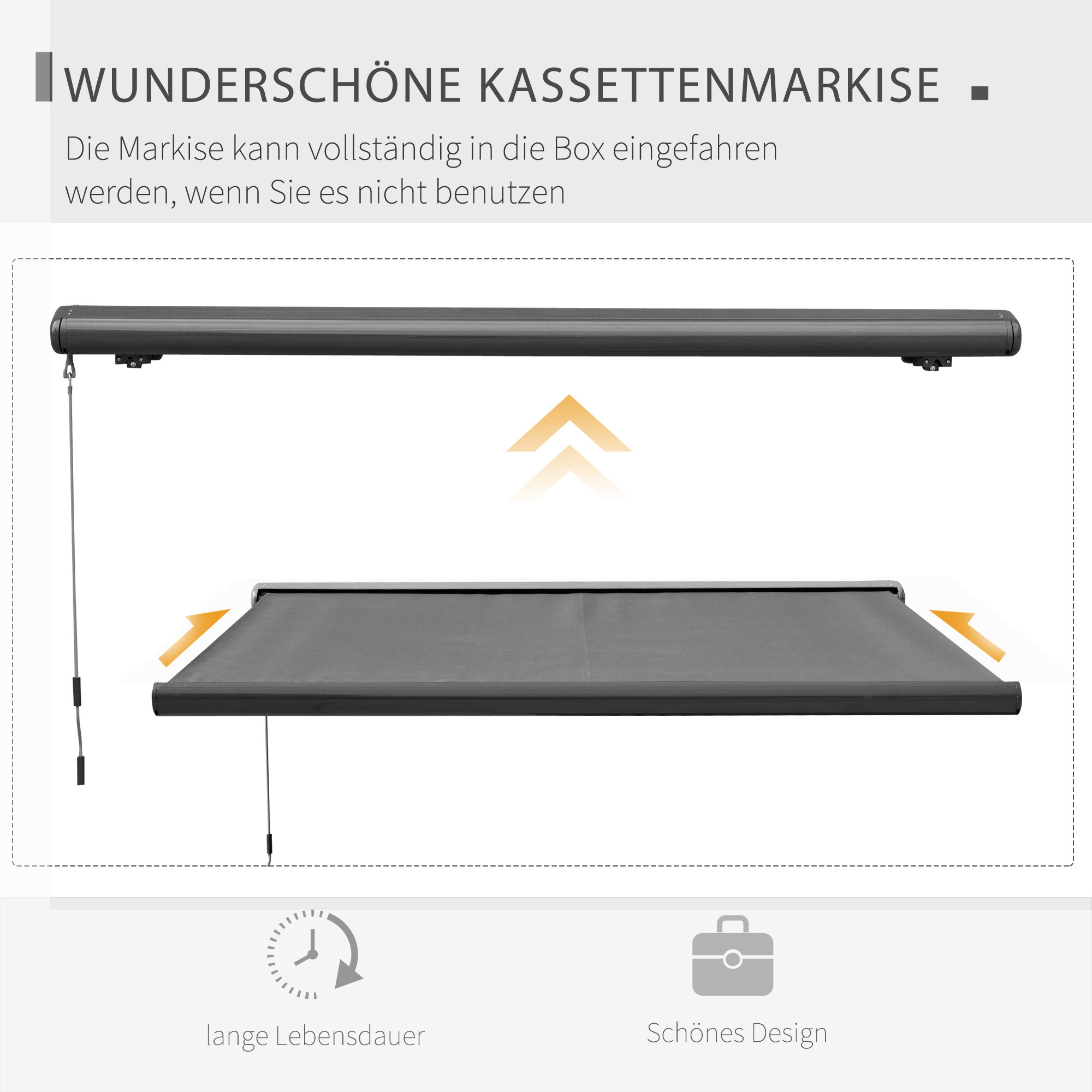Elektromarkise, mit Fernsteuerung, inkl. Bausatz für Montage, Metallrahmen, dunkelgrau, 3 x 2,5 m