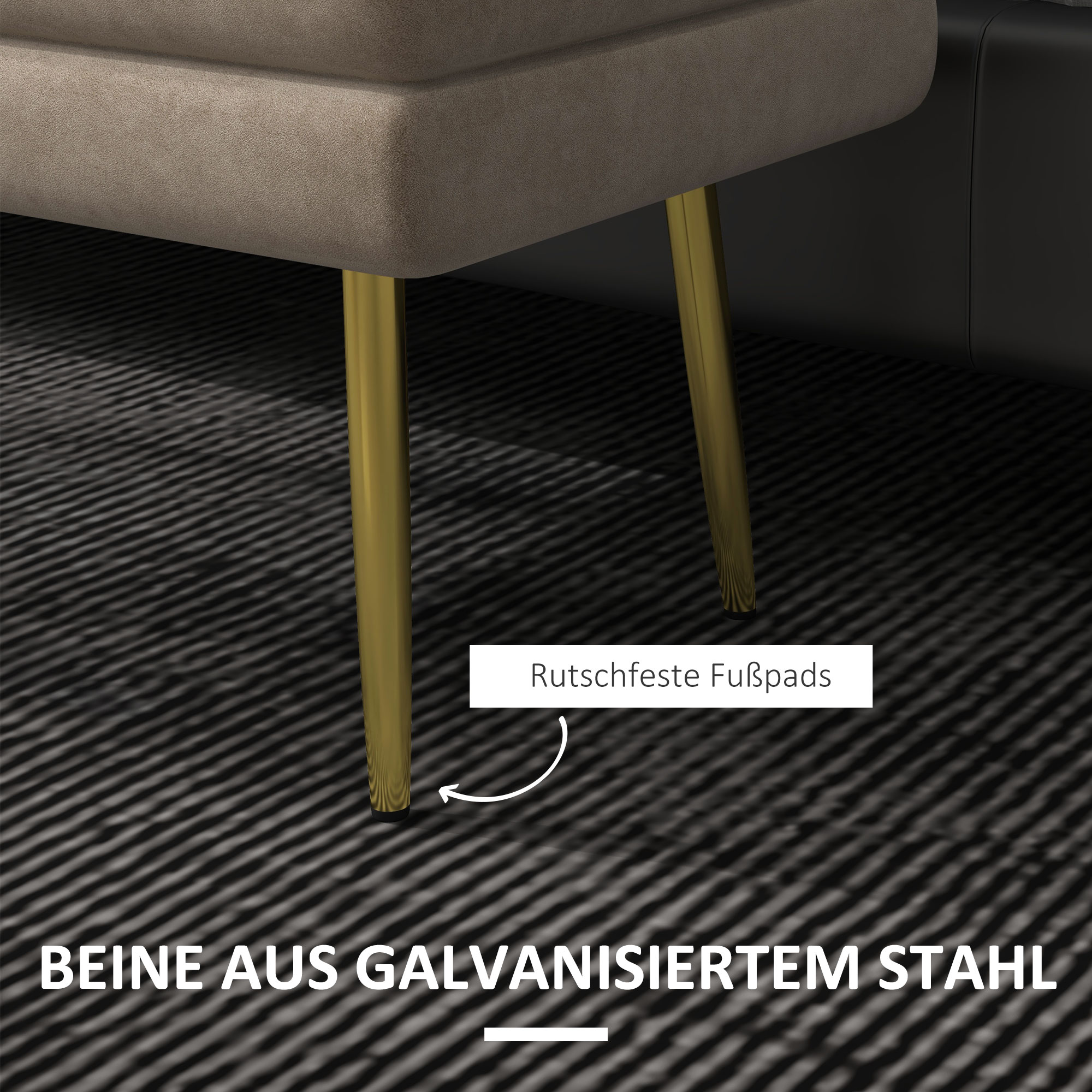 Sitzbank Polsterbank, mit Stauraum, Stahl, 79,5 cm x 37,5 cm x 43 cm, Beige