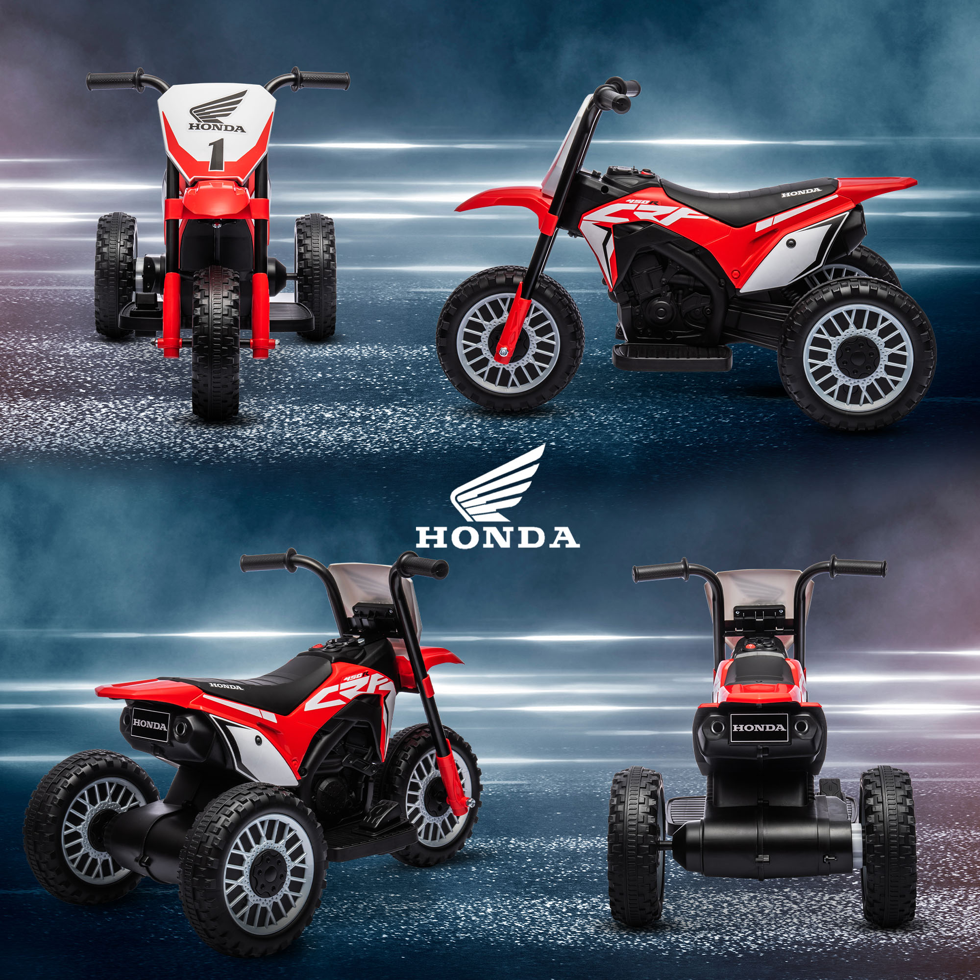 Elektro Kindermotorrad Honda, 3 km/h, Soundeffekte, für 18-36 Monate, Rot
