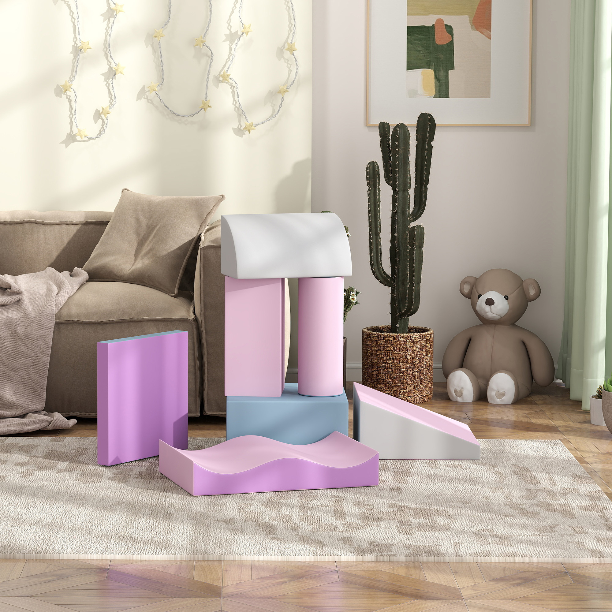 Schaumstoff-Bausteine für Kinder, fördert Kreativität, Kunstleder, 40x40x20 cm, Mehrfarbig, 1-3 Jahre