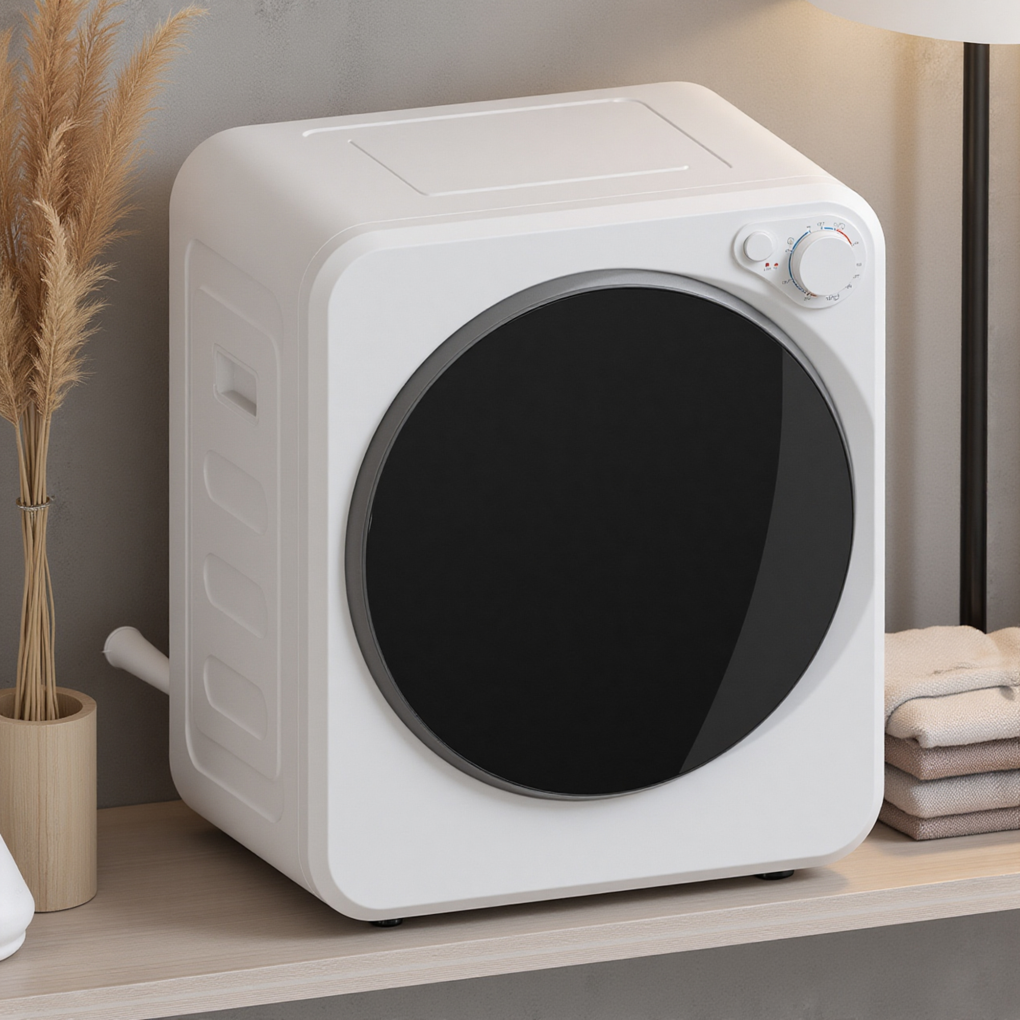 Mini Wäschetrockner 4kg mit 5 Programme bis zu 60? 800W/400W Ablufttrockner mit reversibl Edelstahltrommel Weiß