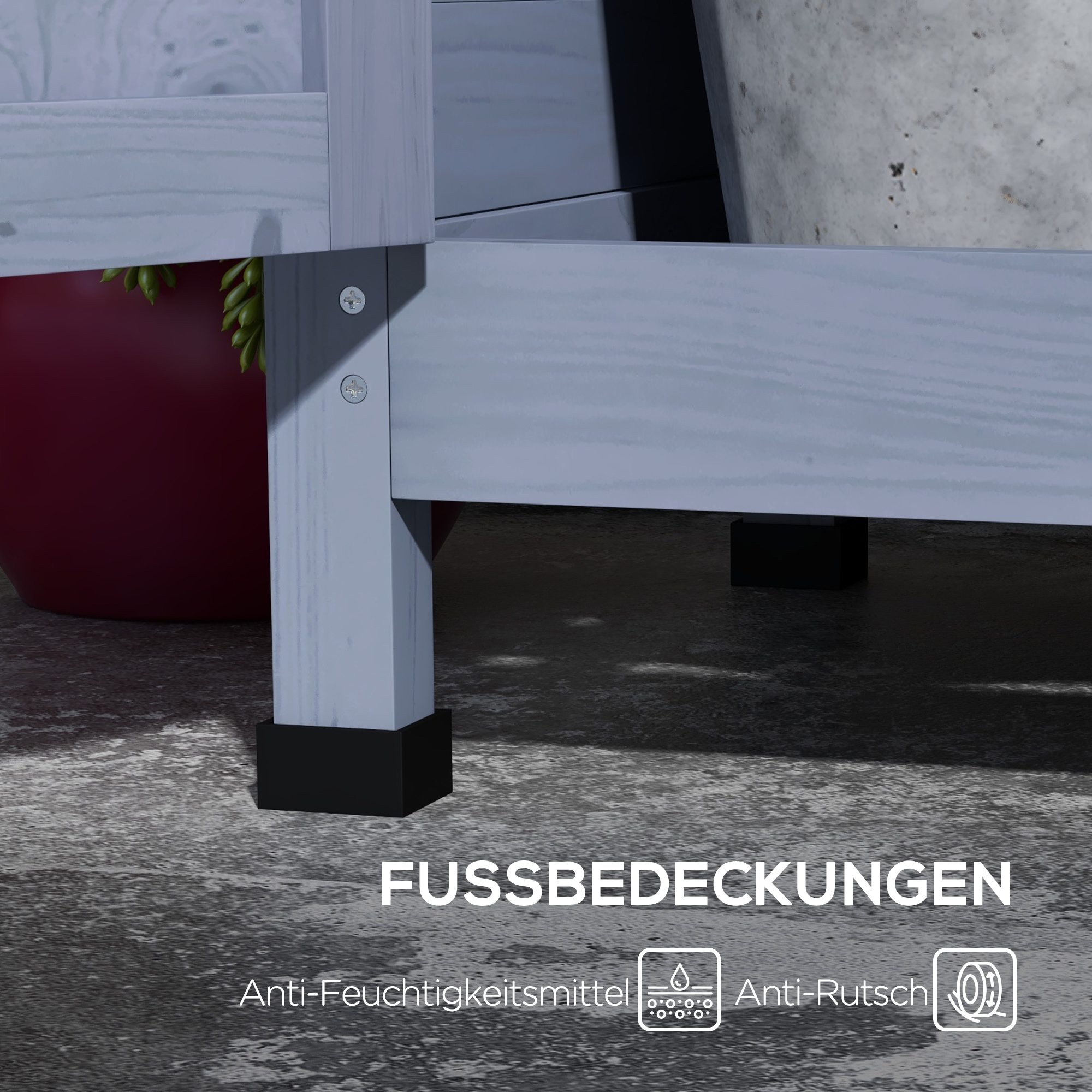 Gartentisch mit Schrankfach, Aluminium-Arbeitsfläche, Stauraum, 112x47x146cm, Grau