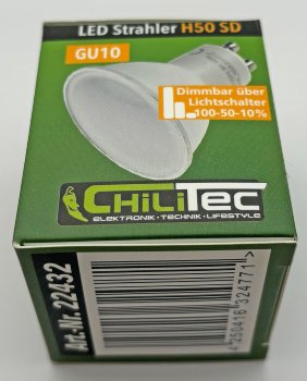 LED Strahler GU10 "H50" 3-Stufen-Dimm / 2900k, 420lm, 230V/5W, 110°, warmweiß