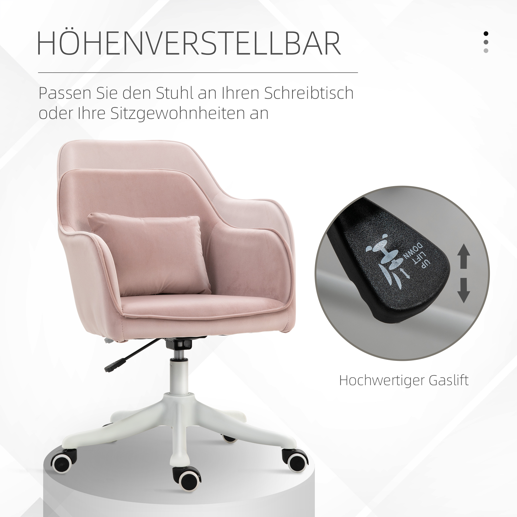 Massage Schreibtischstuhl 78-86 cm höhenverstellbarer Bürostuhll Drehstuhl Computerstuhl mit USB-Schrittstelle Arbeitsstuhl mit Vibrationsfunktion Lendenkissen Massagefunktion rosa