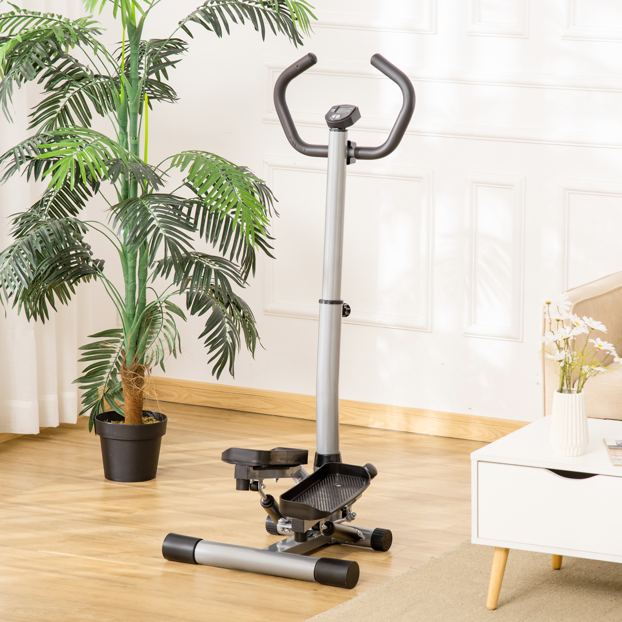 Stepper Heimtrainer für Zuhause mit LCD-Bildschirm einstellbare Geschwindigkeit Metall ABS 55 x 53 x 118-128 cm