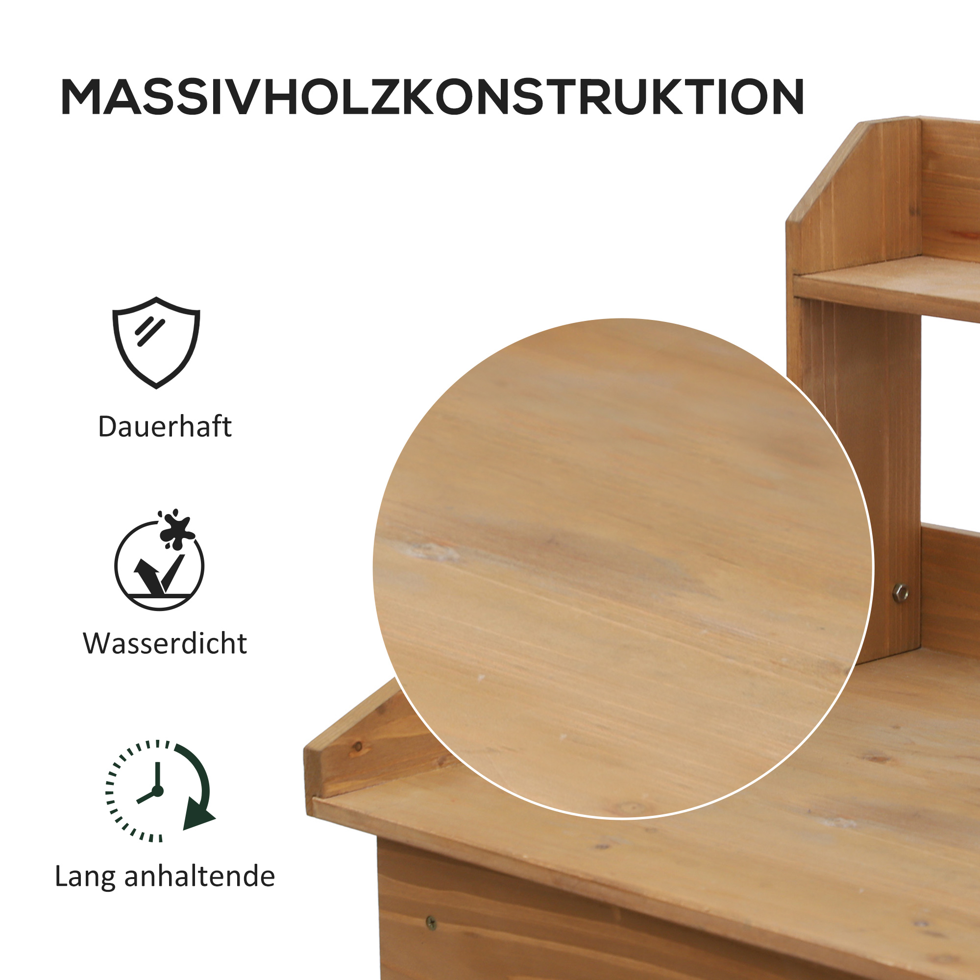 Pflanztisch Gärtnertisch Blumentisch mit Wanne Garten Tannenholz Natur 117 x 45 x 121 cm