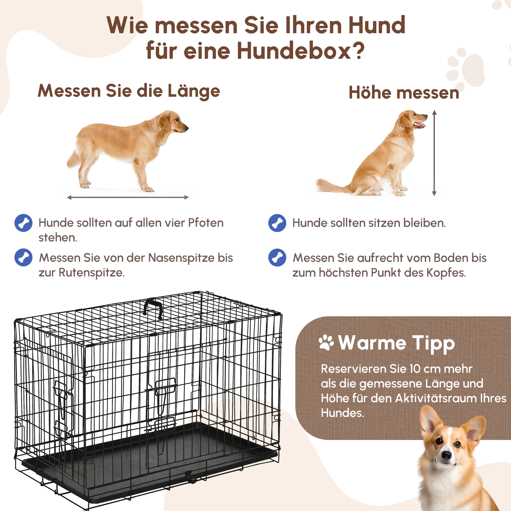 Hundekäfig, Transportkäfig, Drahtkäfig, herausnehmbare Bodenwanne, Schwarz