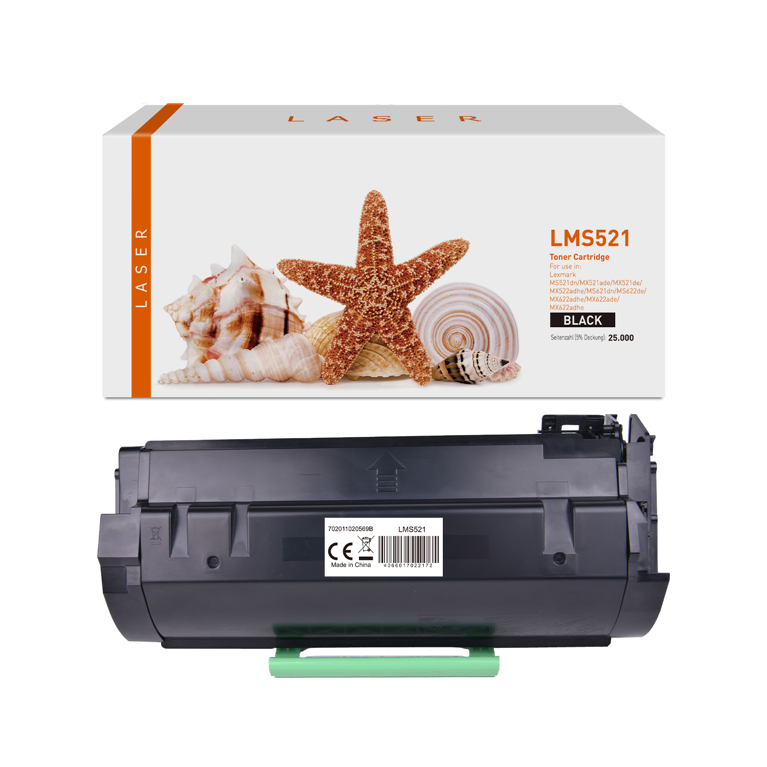 MS521 alternativ Toner black für Lexmark / 56F2U00 / 25.000 Seiten